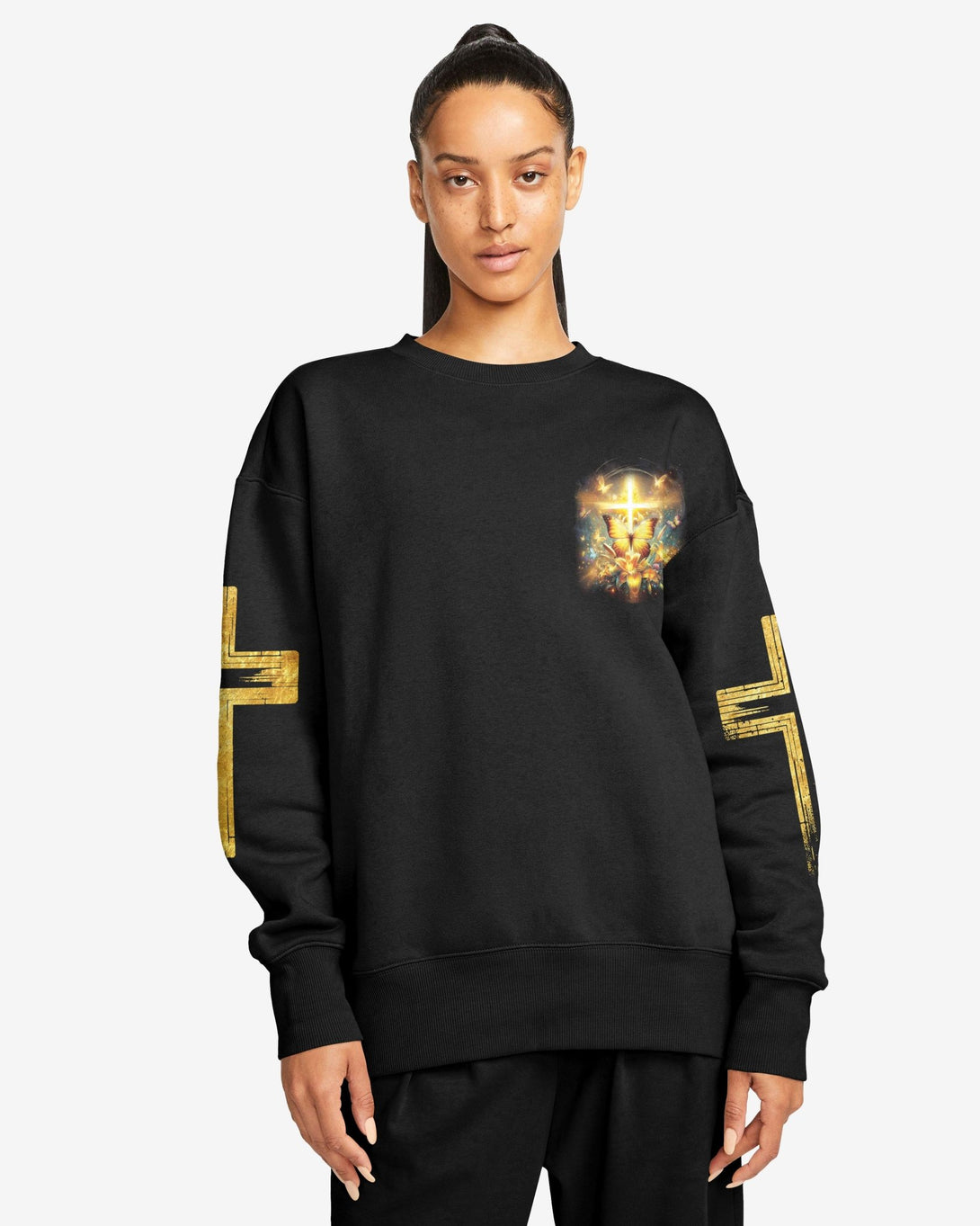 God Steps In Miracles Happen All Over Print Sweater - Christ Color