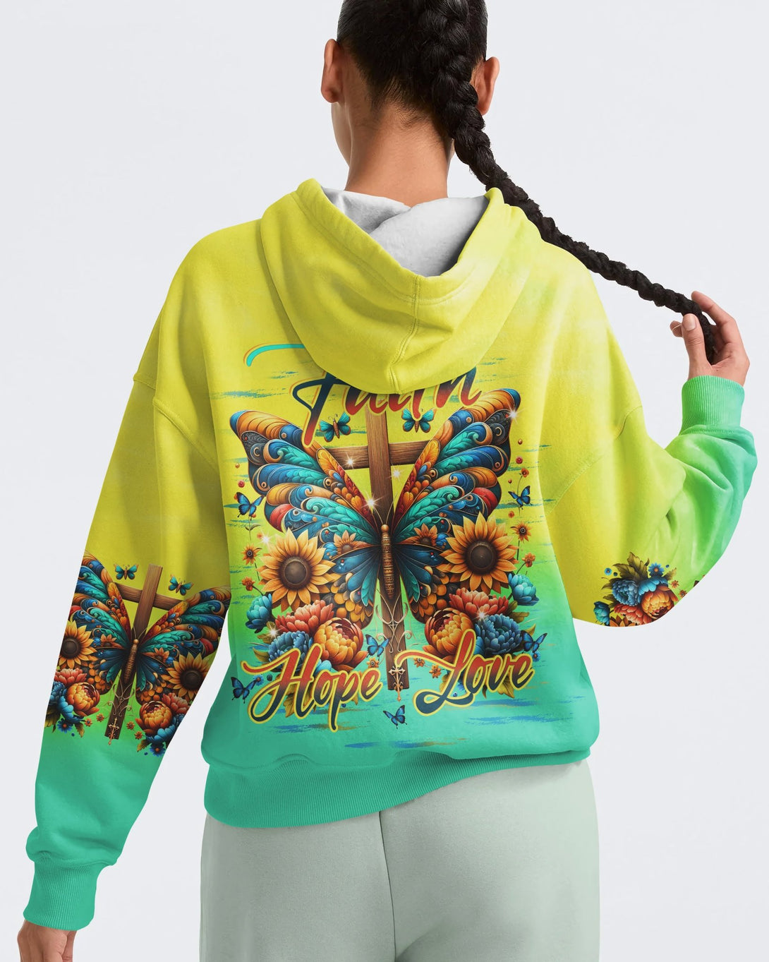 Faith Hope Love All Over Print Hoodie - Christ Color