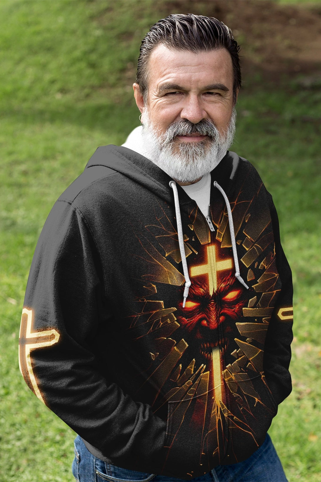 The Devil Is A Liar All Over Print Zip Hoodie - Christ Color