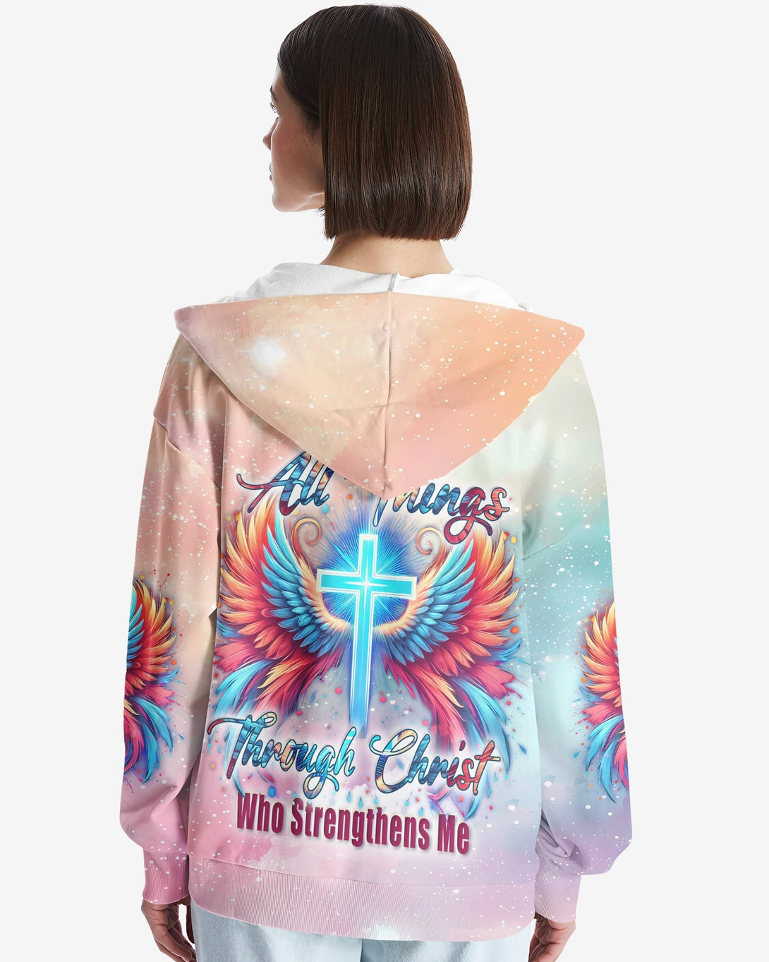 I Can Do All Things Through Christ Who Strengthens Me All Over Print Zip Hoodie - Christ Color