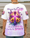 Blessed By God Chosen By Jesus Led By The Spirit All Over Print T-Shirt