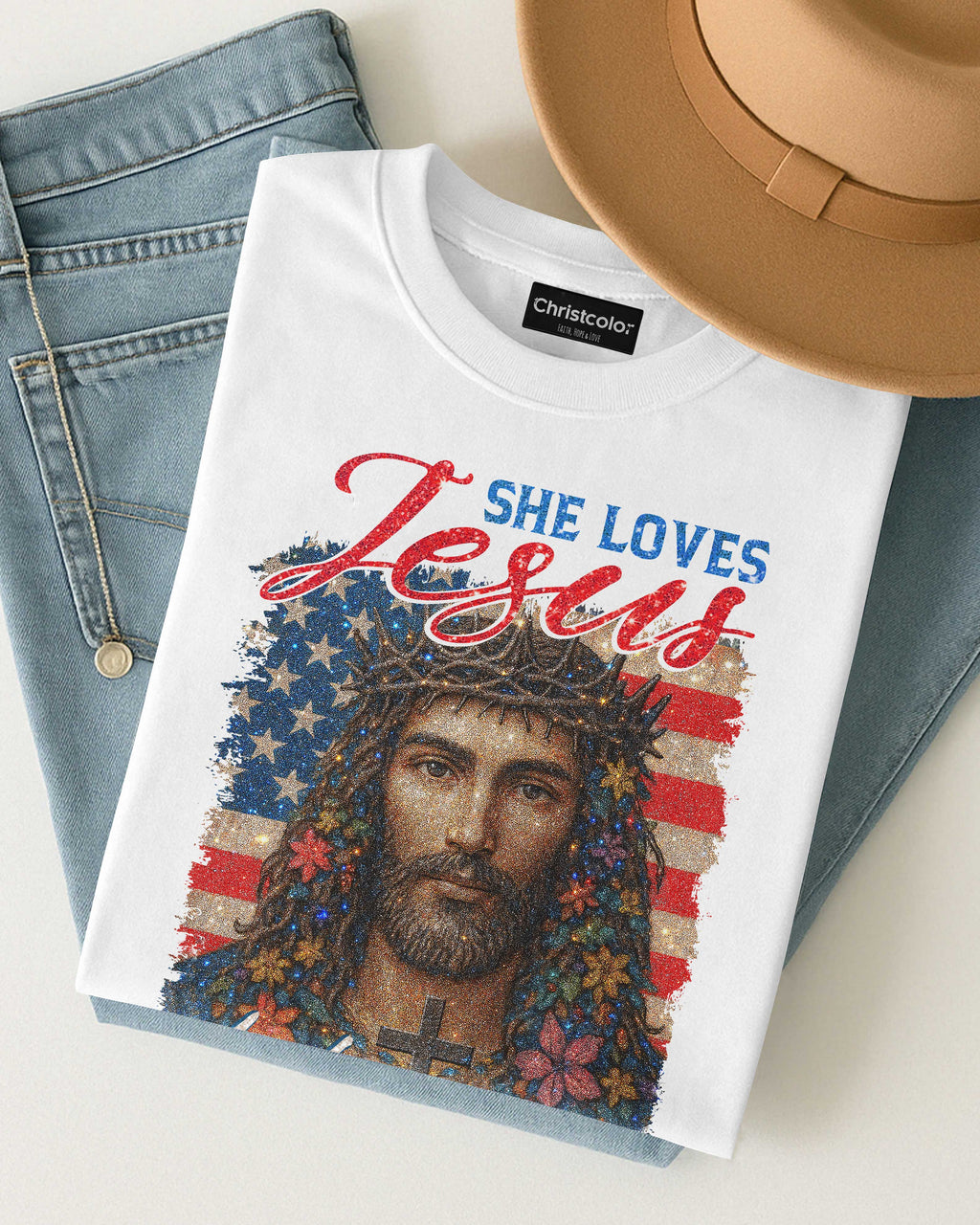 She Loves Jesus And America Too T-Shirt