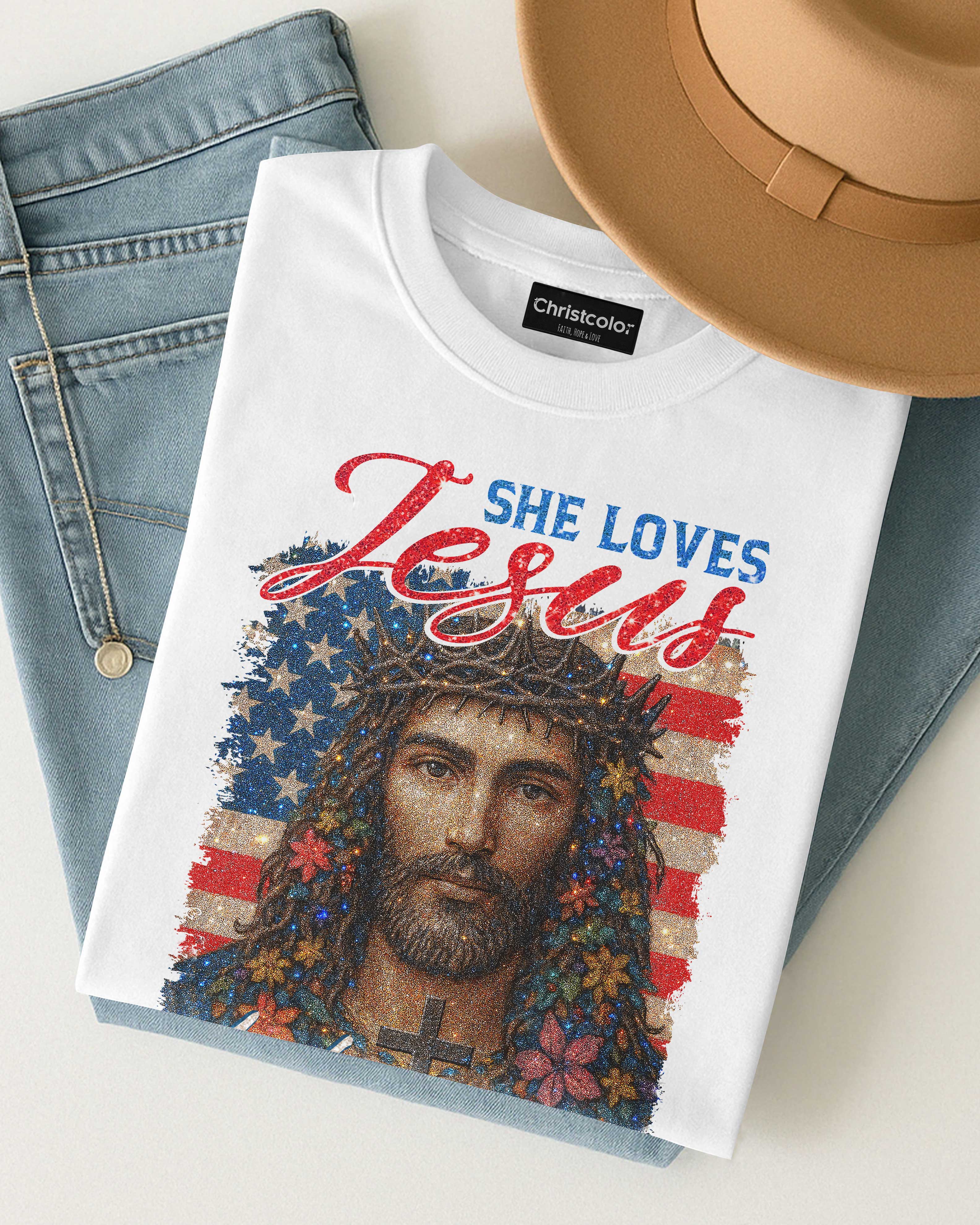 She Loves Jesus And America Too T-Shirt