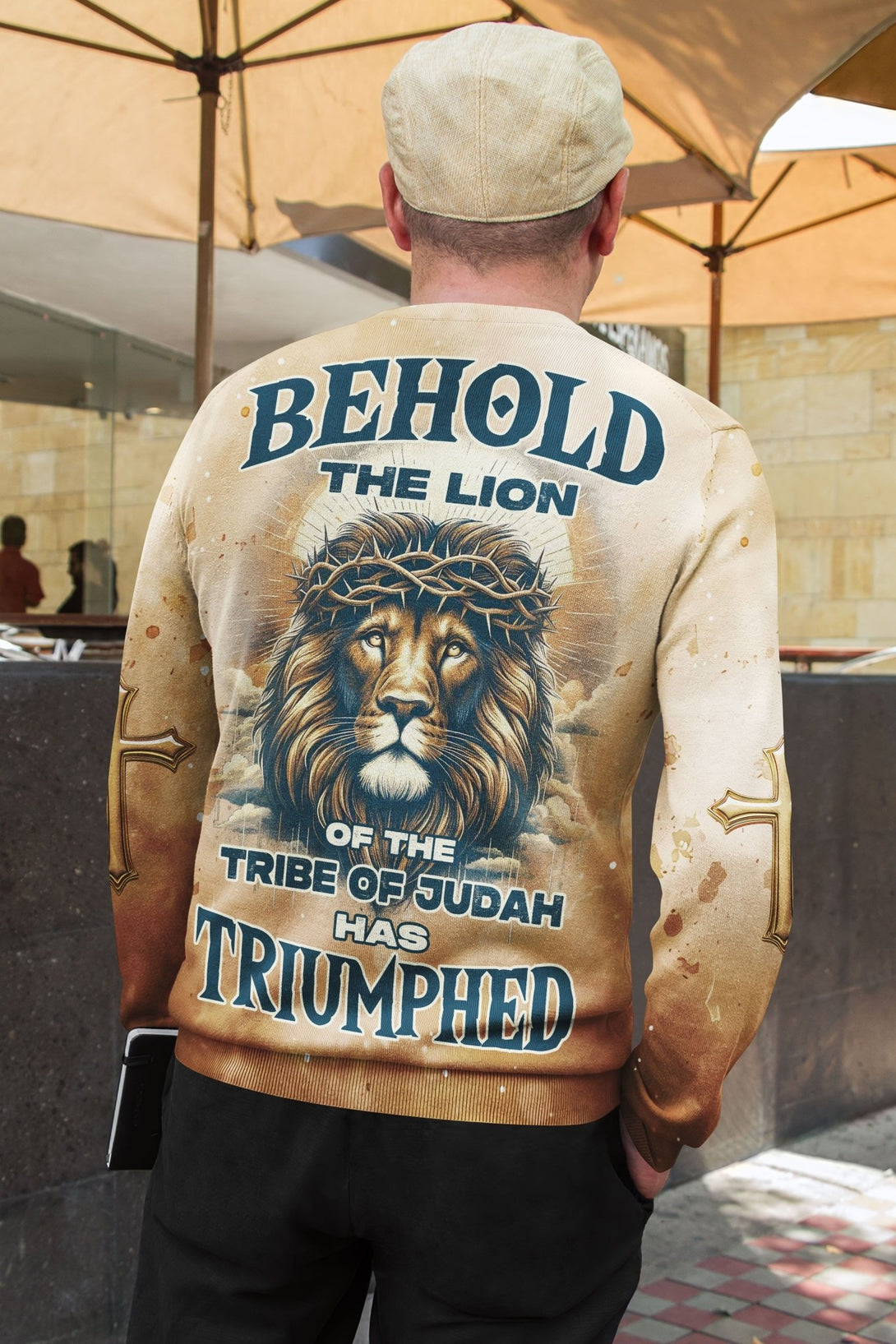 Behold The Lion Of The Tribe Of Judah Has Triumphed All Over Print Sweater - Christ Color