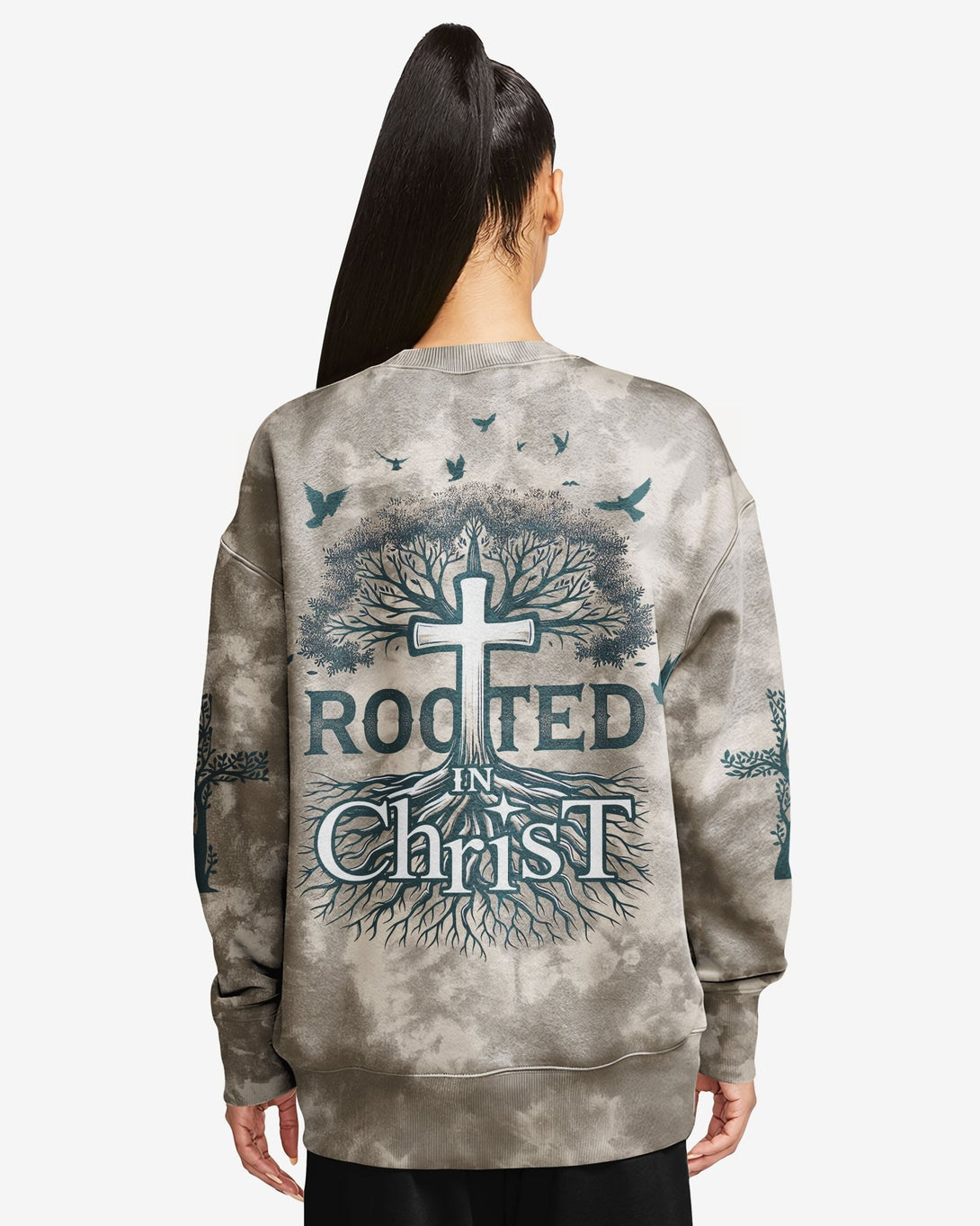 Rooted In Christ All Over Print Sweater - Christ Color