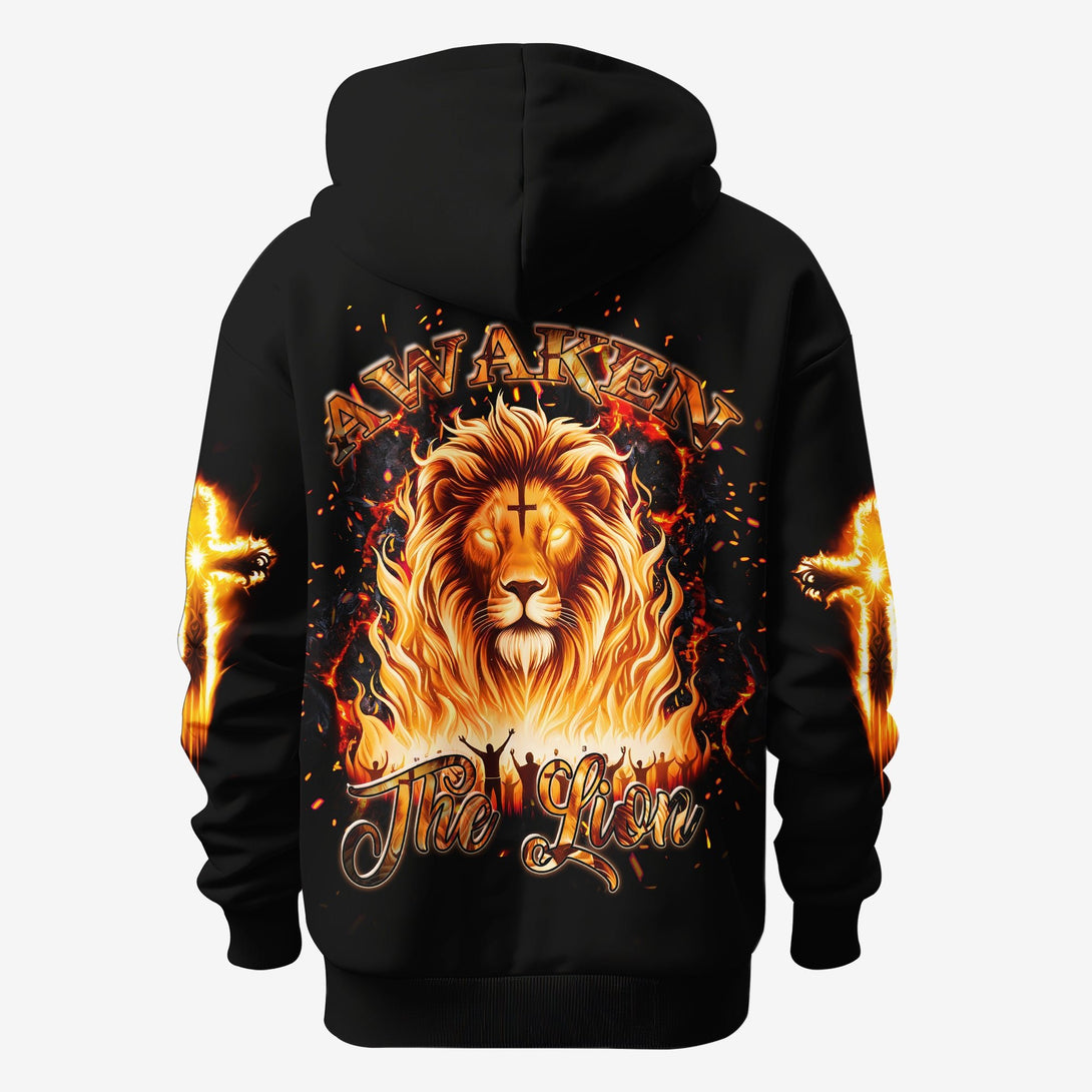 Awaken The Lion All Over Print Hoodie - Christ Color