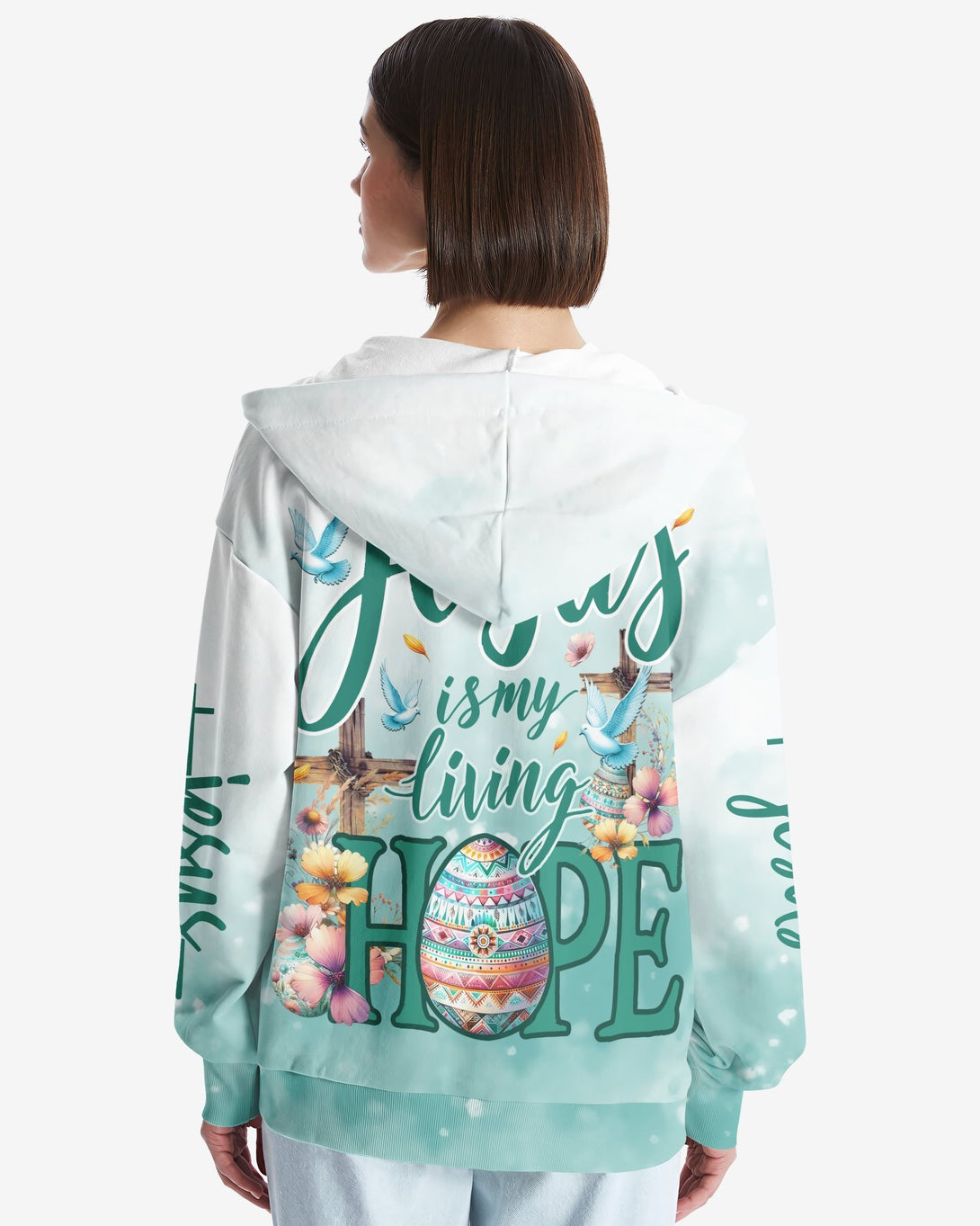 Jesus Is My Living Hope All Over Print Zip Hoodie - Christ Color