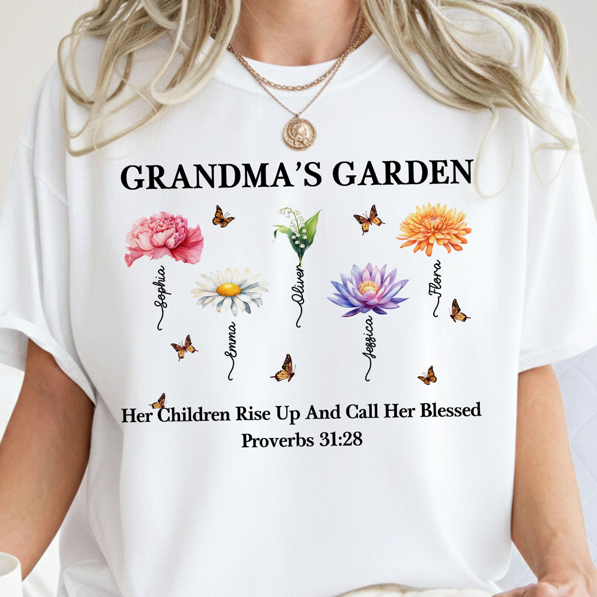 Grandma's Garden Her Children Rise Up And Call Her Blessed Proverbs T-Shirt