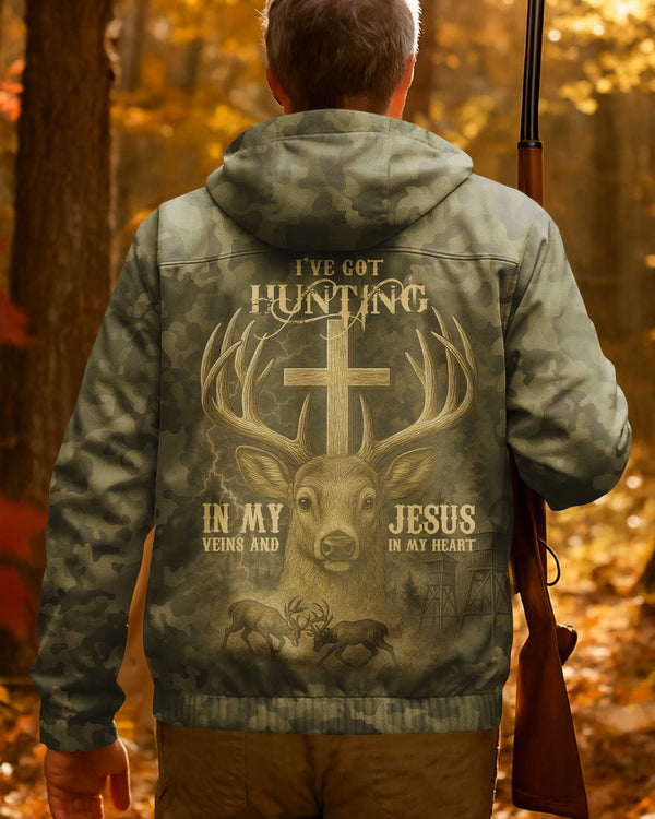 I've Got Hunting In My Veins And Jesus In My Heart All Over Print Outdoor Jacket