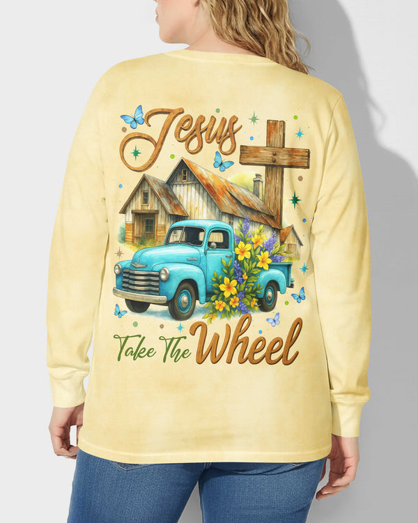 Jesus Take The Wheel All Over Print V-neck Long Sleeves Shirt
