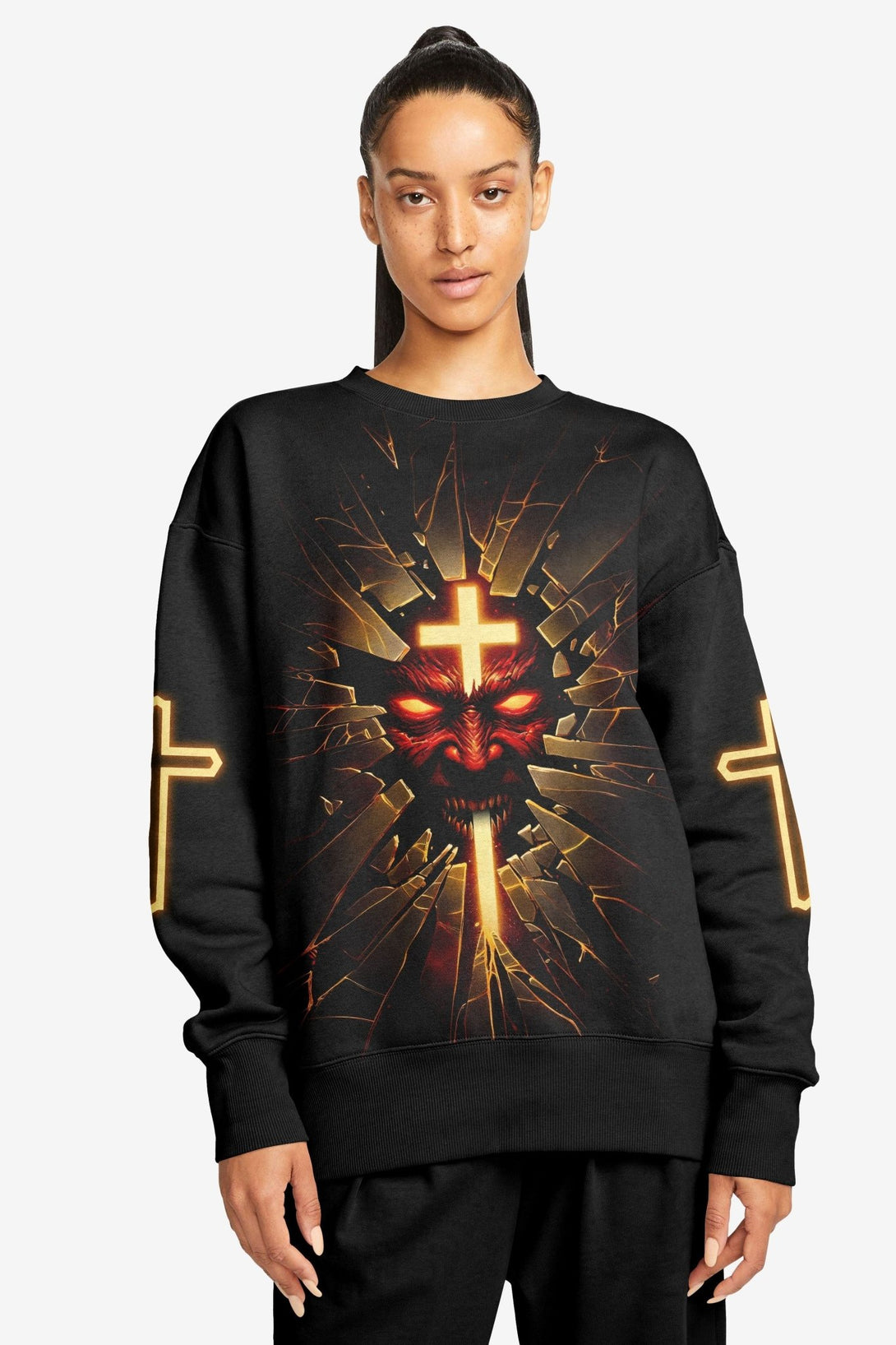 The Devil Is A Liar All Over Print Sweater - Christ Color