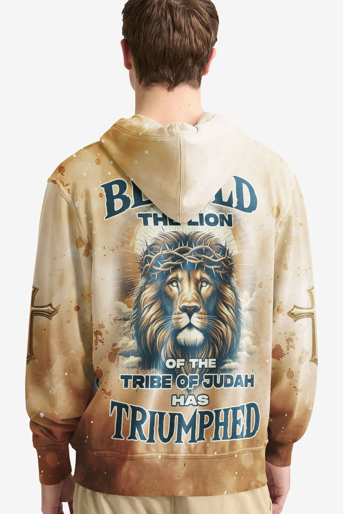 Behold The Lion Of The Tribe Of Judah Has Triumphed All Over Print Hoodie - Christ Color