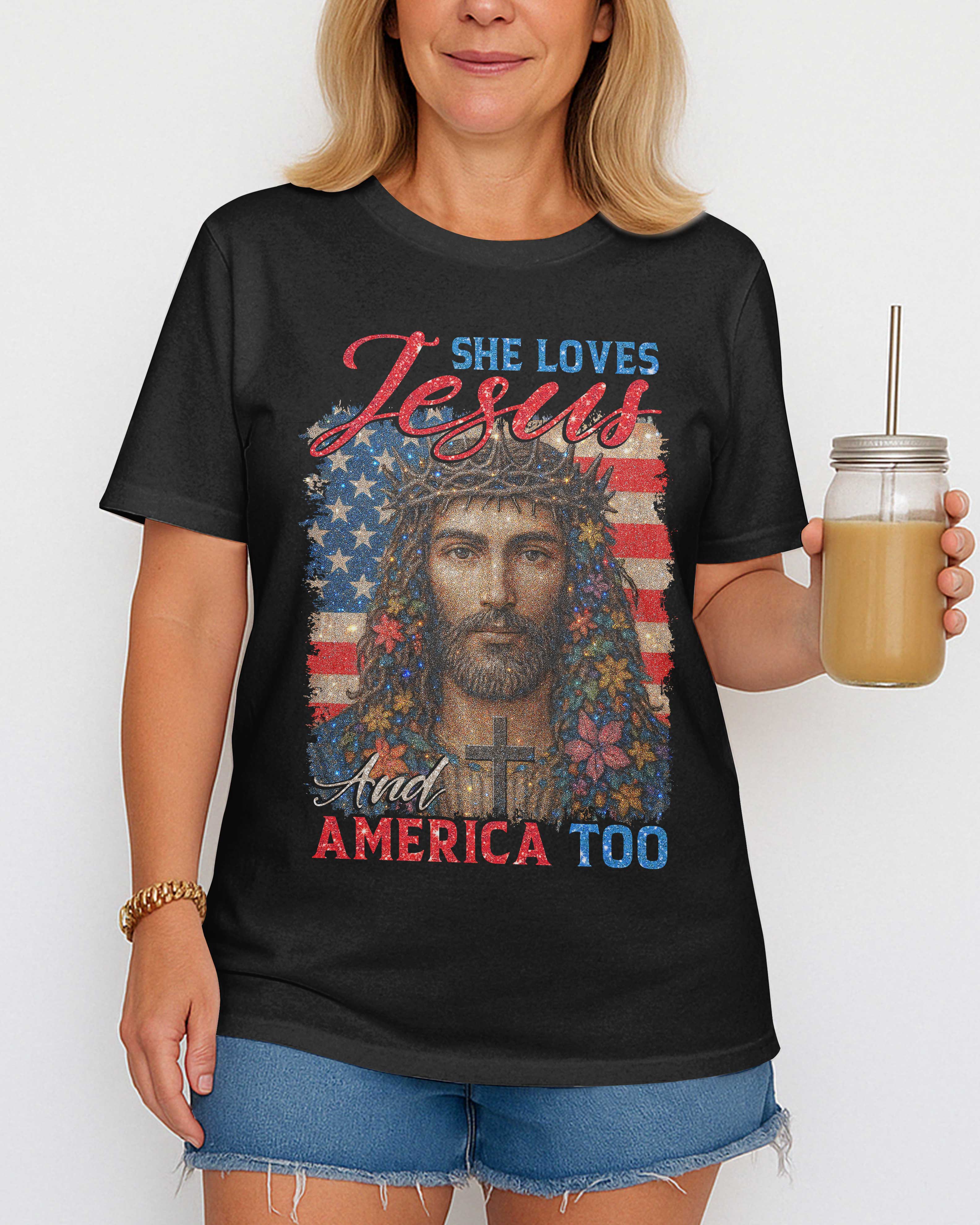 She Loves Jesus And America Too T-Shirt
