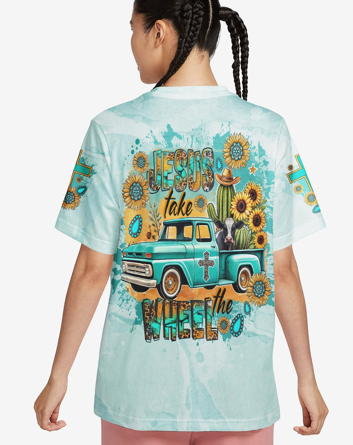 Jesus Take The Wheel All Over Print T-shirt - Christ Color