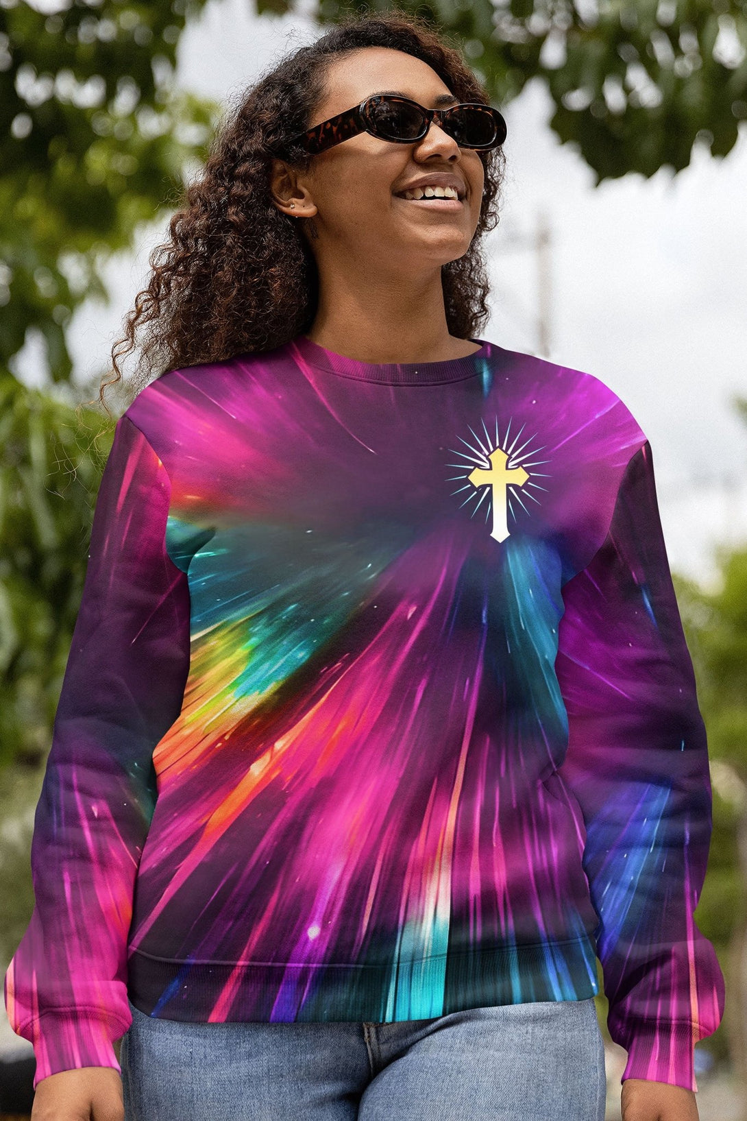 For God So Loved The World All Over Print Sweater - Christ Color