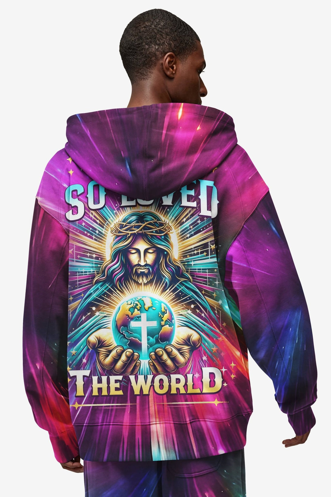 For God So Loved The World All Over Print Zip Hoodie - Christ Color