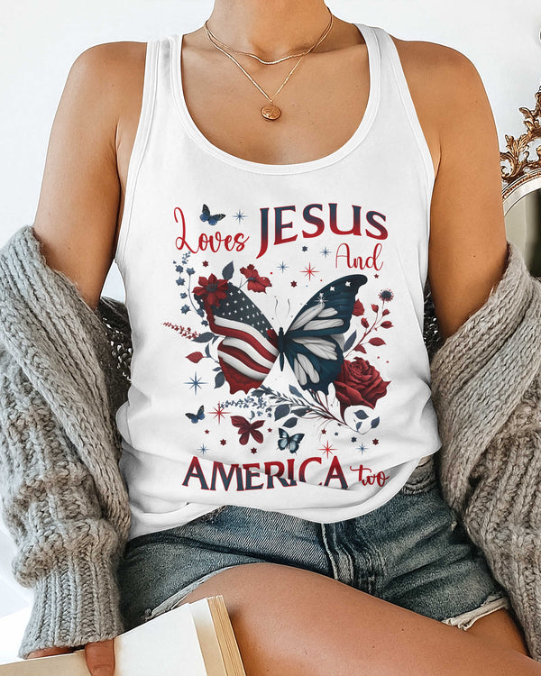 Loves Jesus And America Too All Over Print Summer Tank Top