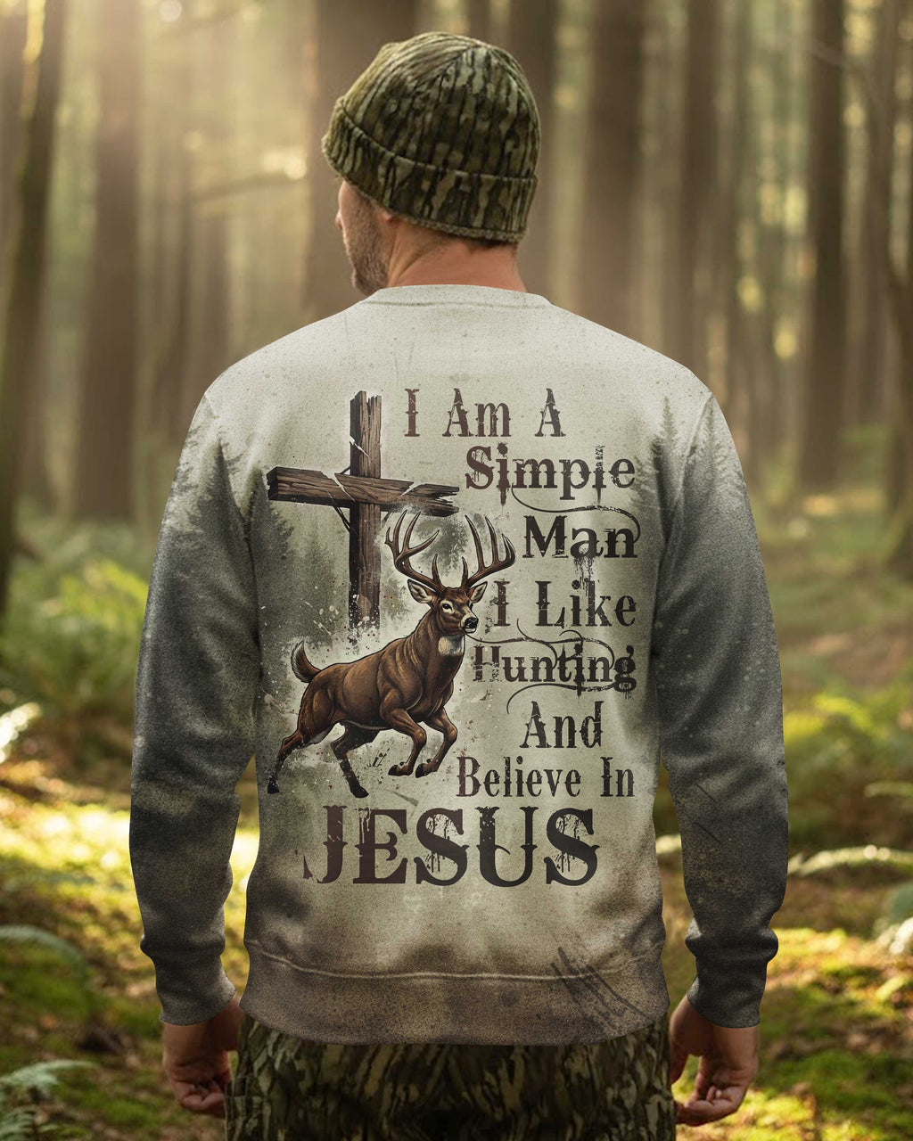 I Like Hunting And Believe In Jesus All Over Print Custom Name Sweater