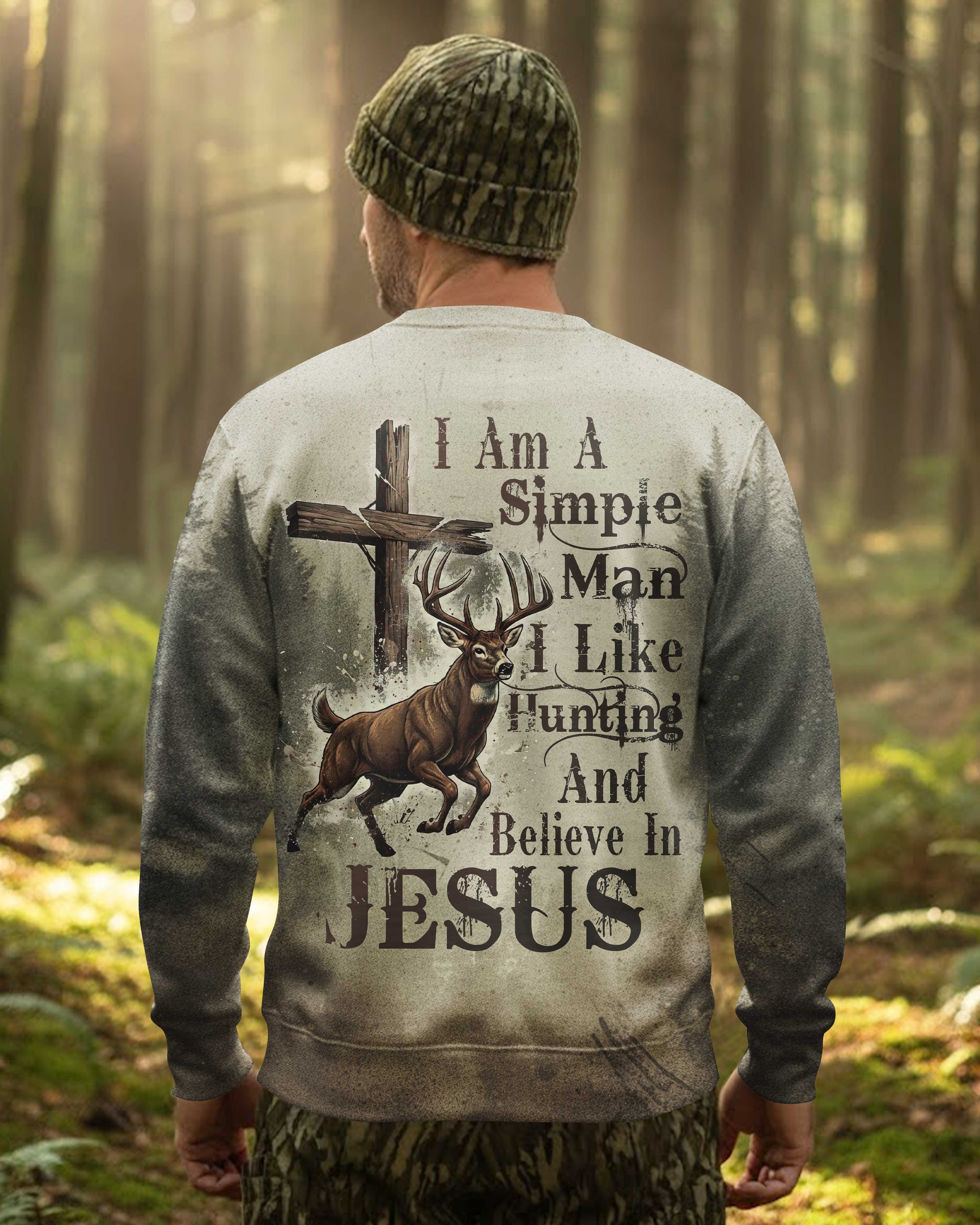 I Like Hunting And Believe In Jesus All Over Print Custom Name Sweater