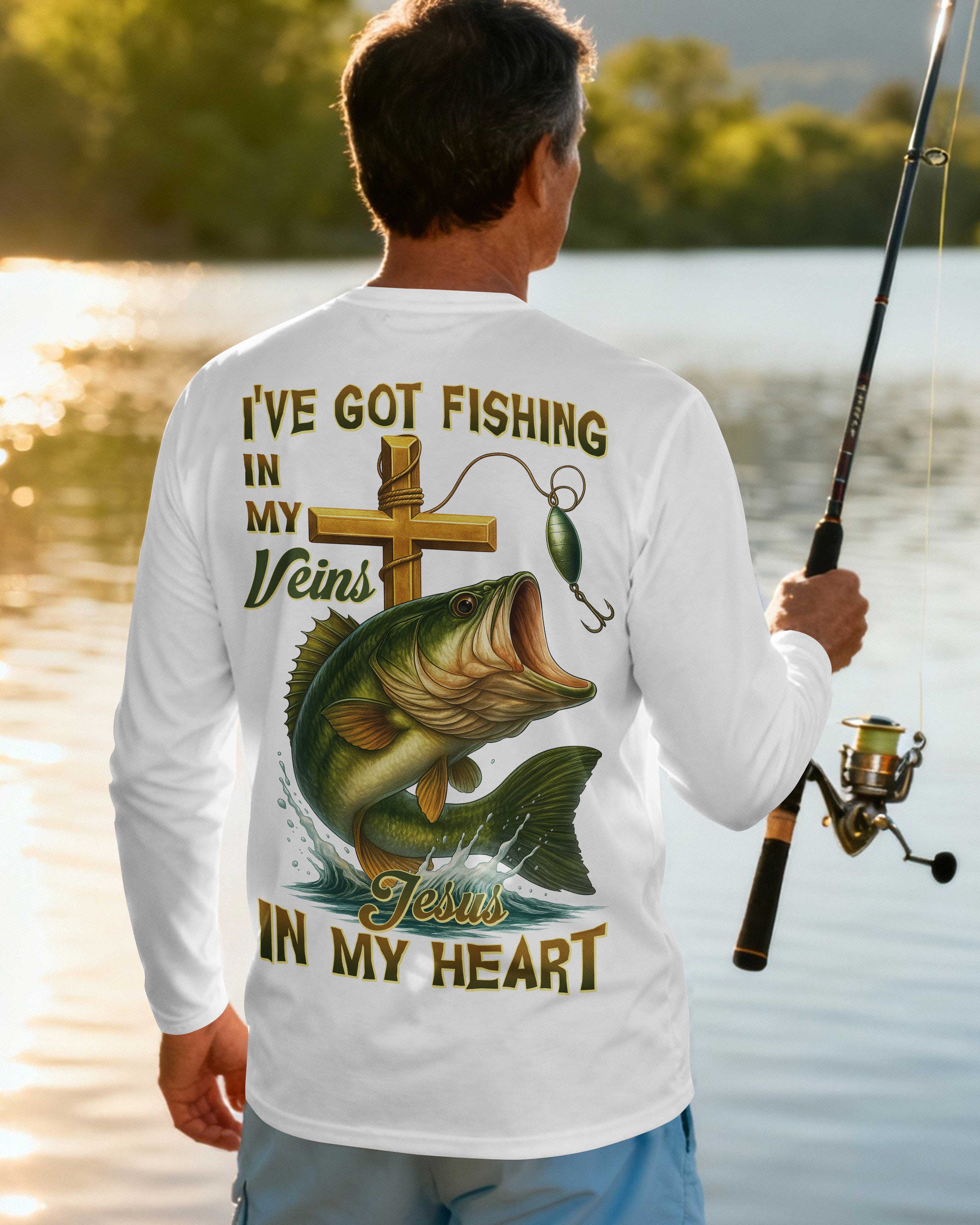 I've Got Fishing In My Veins Jesus In My Heart Long Sleeves T-Shirt