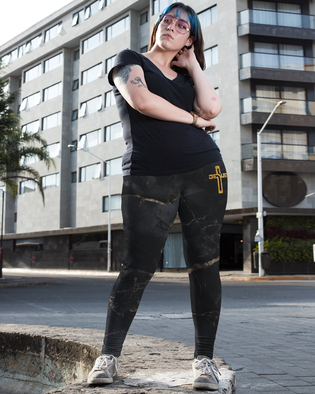 Death Could Not Hold Him All Over Print Leggings - Christ Color