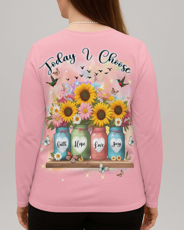Today I Choose Faith Hope Love Joy All Over Print V-neck Long Sleeves Shirt