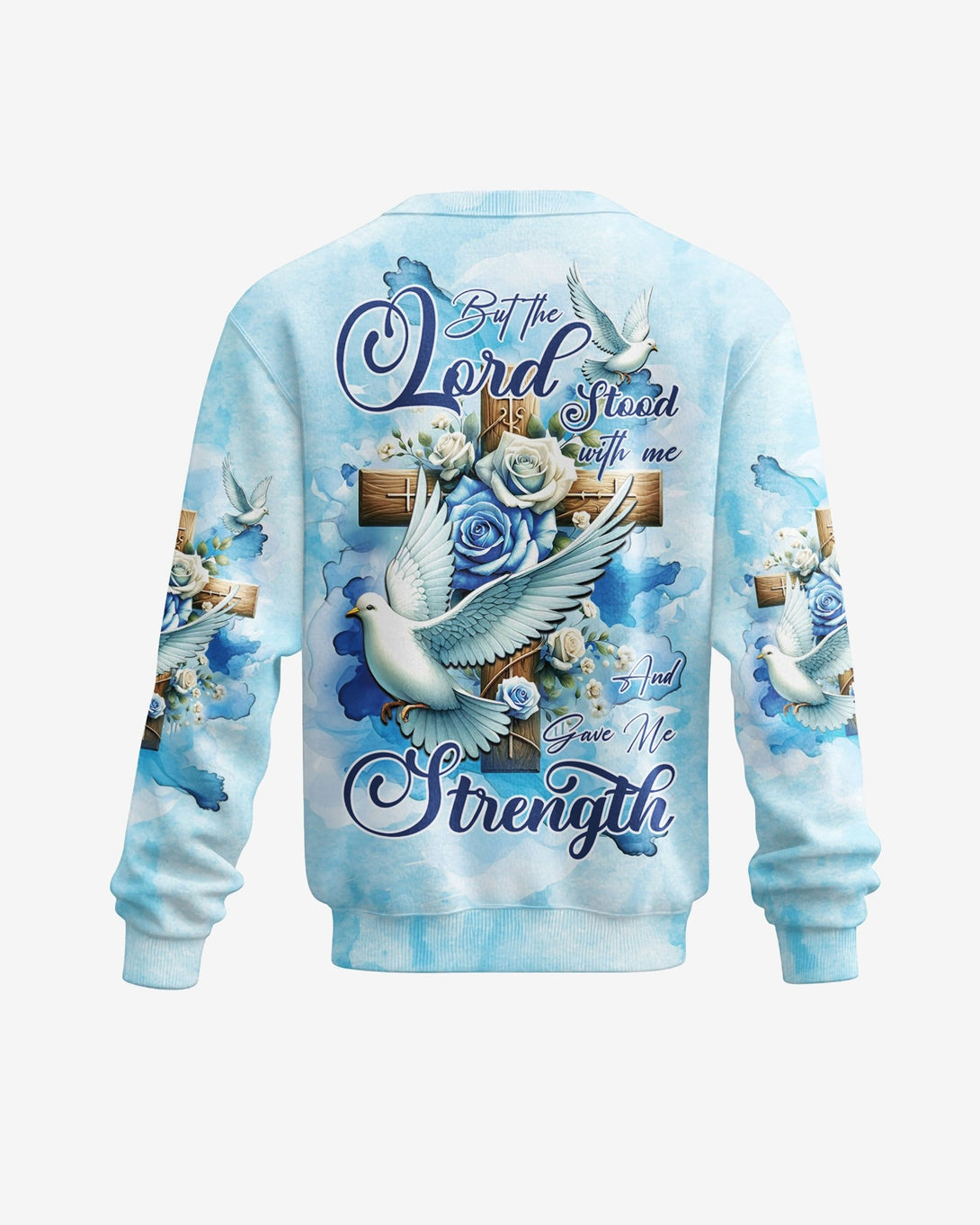 Lord Stood With Me And Gave Me Strength All Over Print Sweater - Christ Color