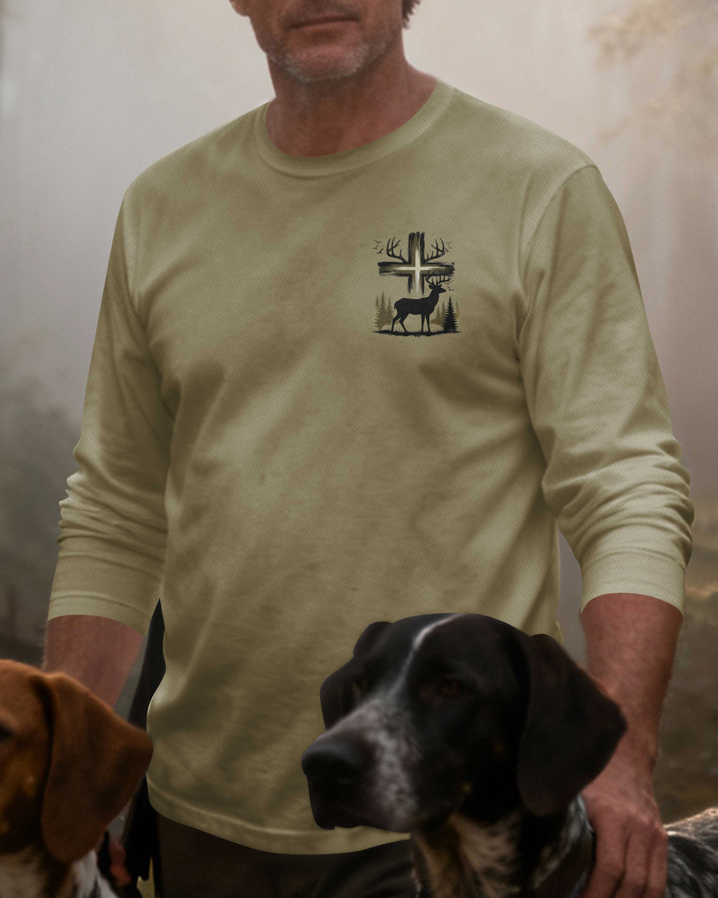 In The Wood I Hunt In The Cross I Trust All Over Print Long Sleeves T-Shirt