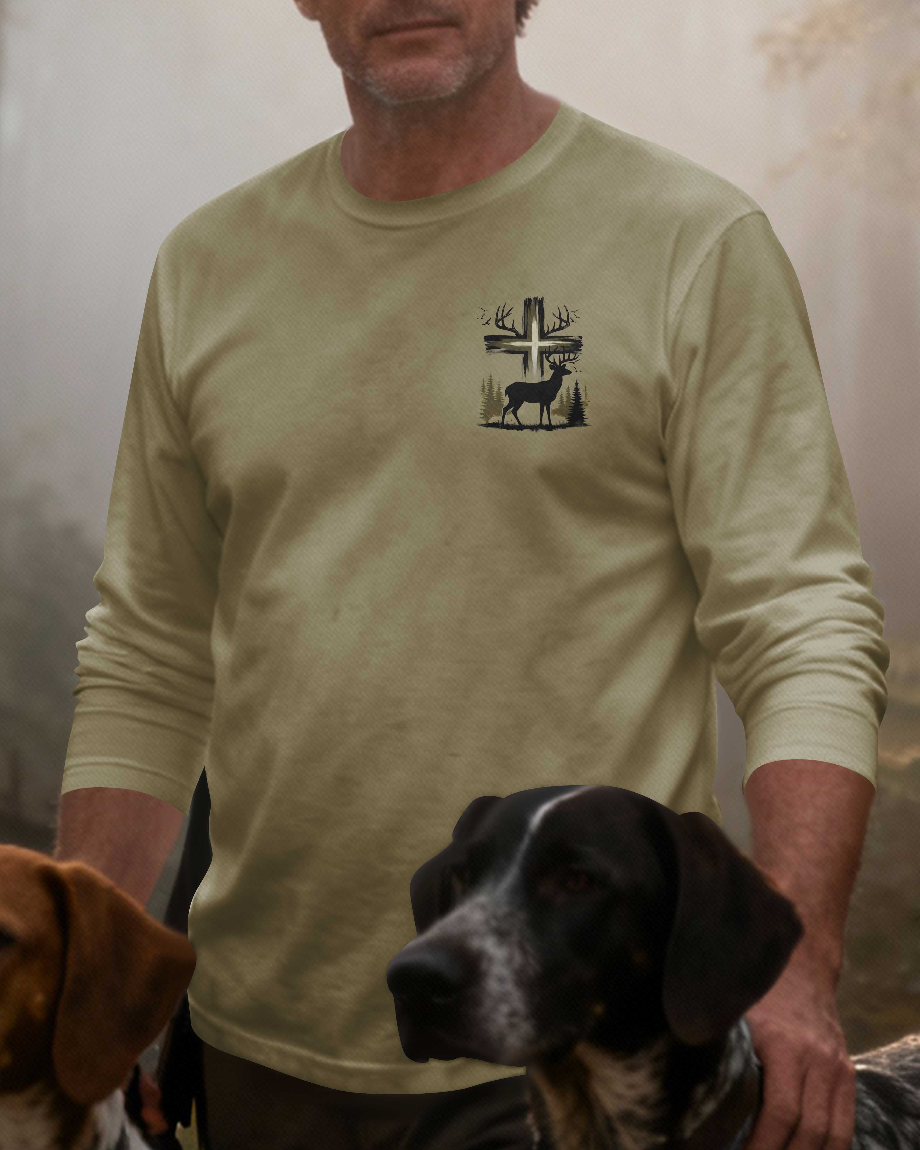In The Wood I Hunt In The Cross I Trust All Over Print Long Sleeves T-Shirt