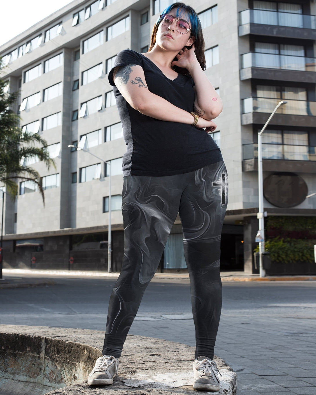 A Child Of God A Man Of Faith All Over Print Leggings - Christ Color