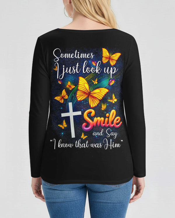 Sometimes I Just Look Up V-neck Long Sleeves Shirt