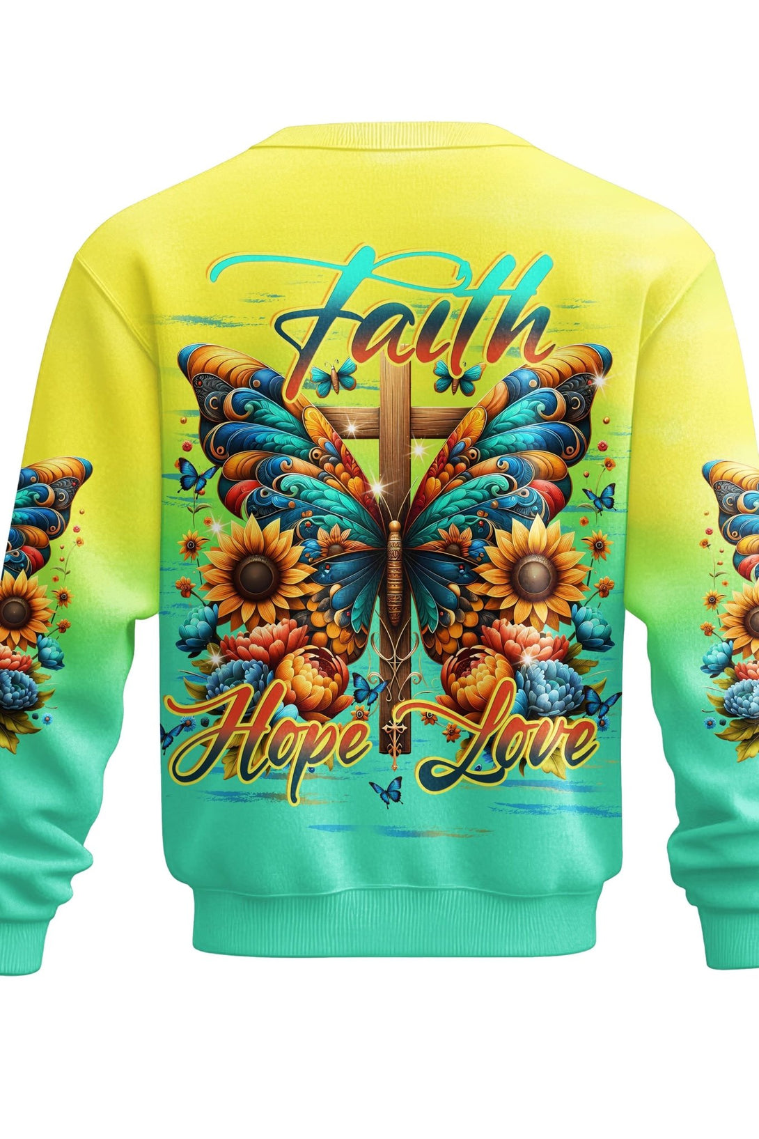 Faith Hope Love All Over Print Sweater - Christ Color