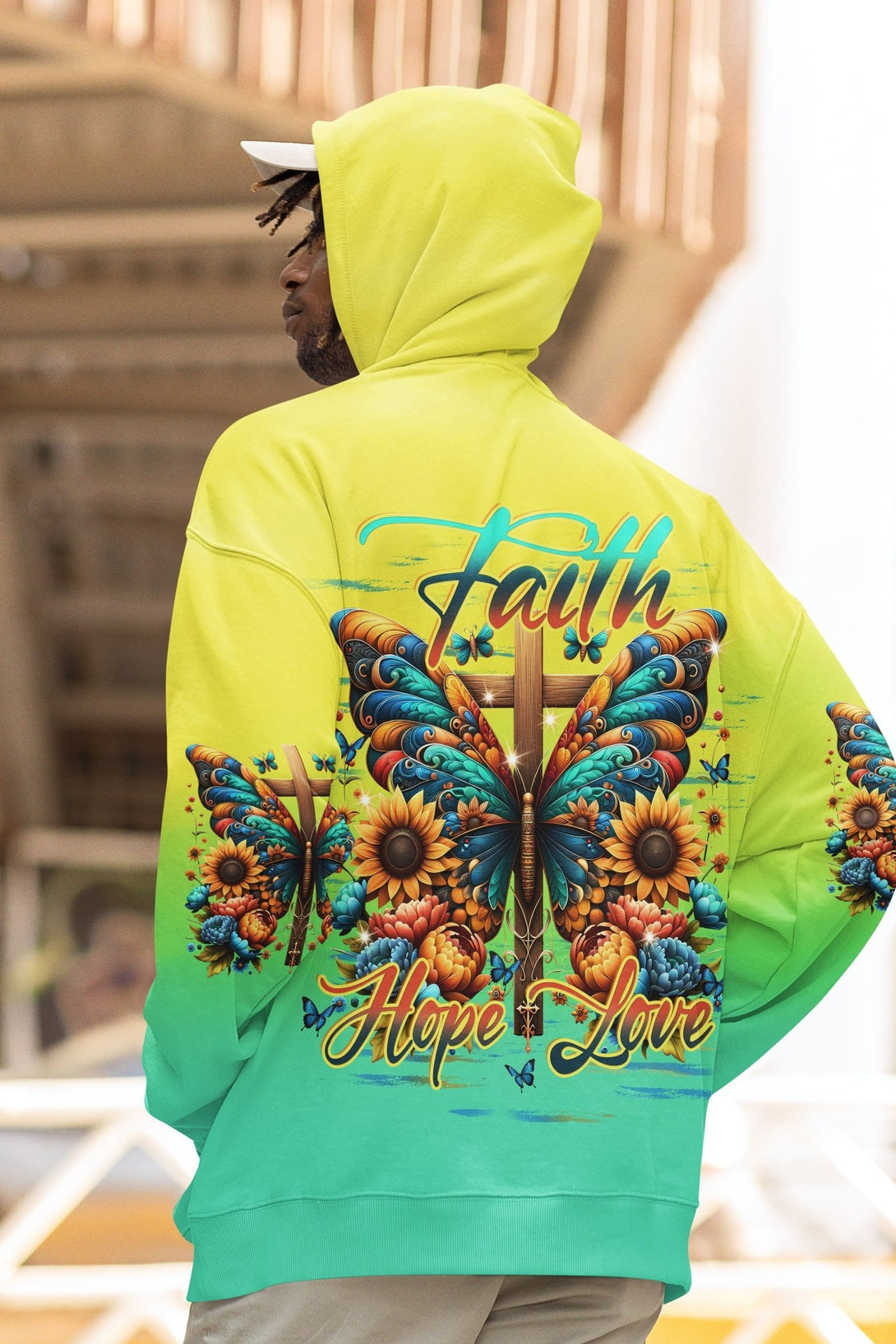 Faith Hope Love All Over Print Zip Hoodie - Christ Color