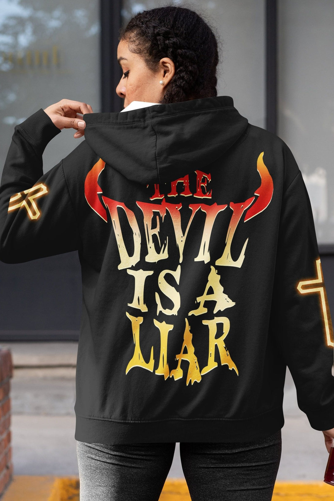 The Devil Is A Liar All Over Print Zip Hoodie - Christ Color