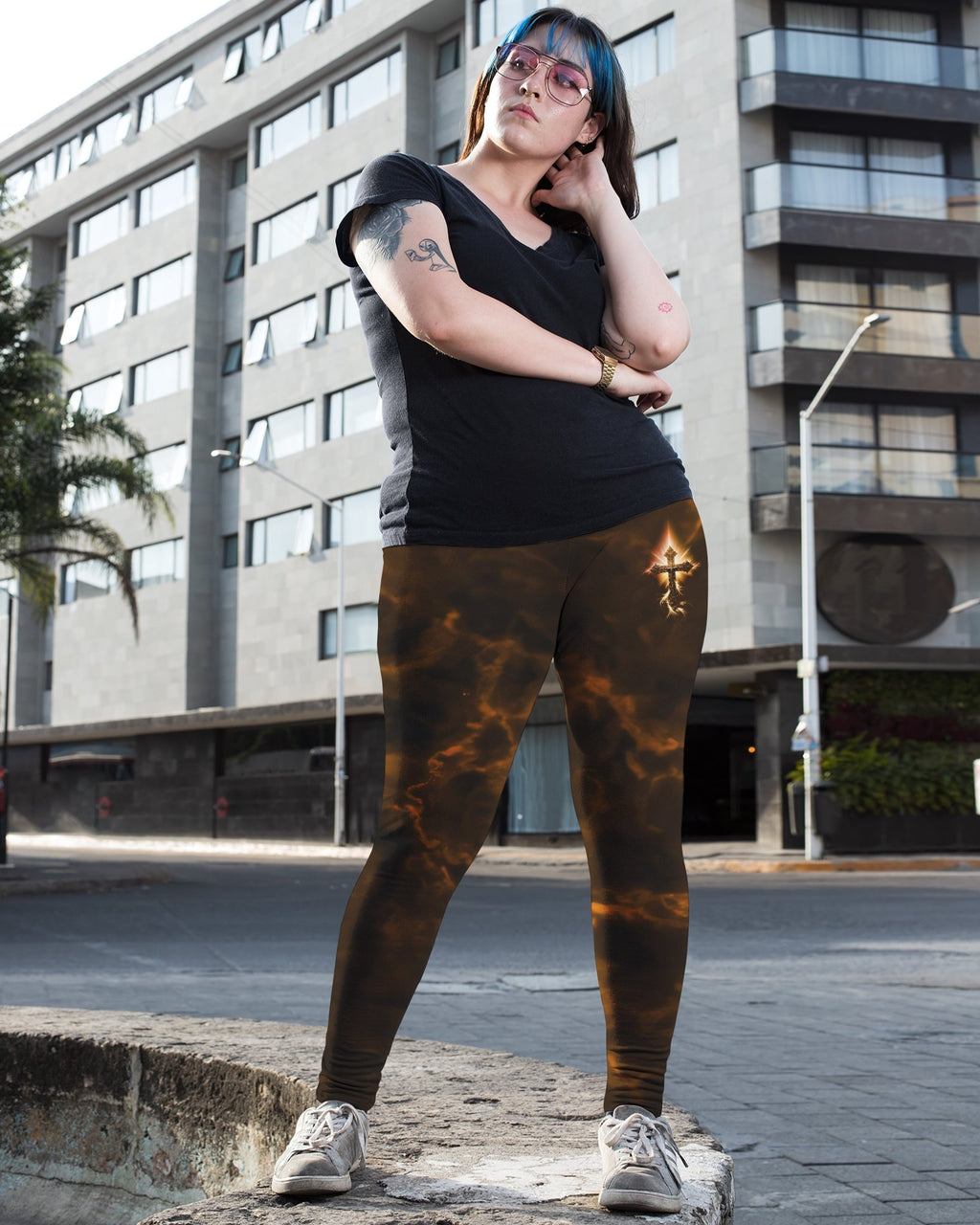 A Child Of God A Man Of Faith A Warrior Of Christ All Over Print Leggings - Christ Color