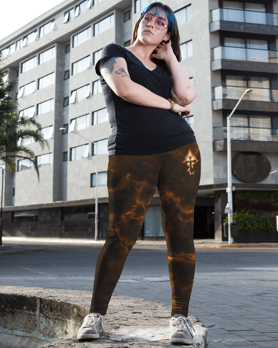 A Child Of God A Man Of Faith A Warrior Of Christ All Over Print Leggings - Christ Color