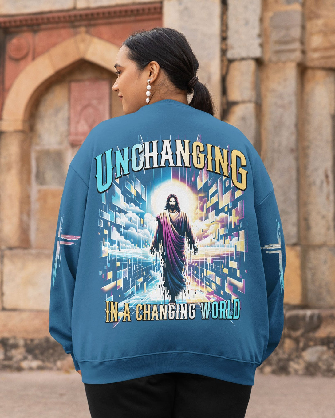 Unchanging In A Changing World All Over Print Sweater - Christ Color