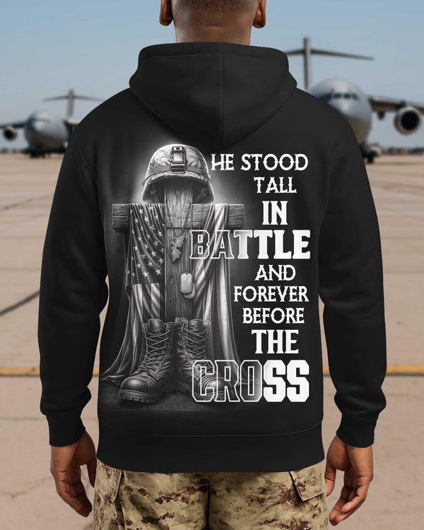 He Stood Tall In Battle And Forever Before The Cross Hoodie