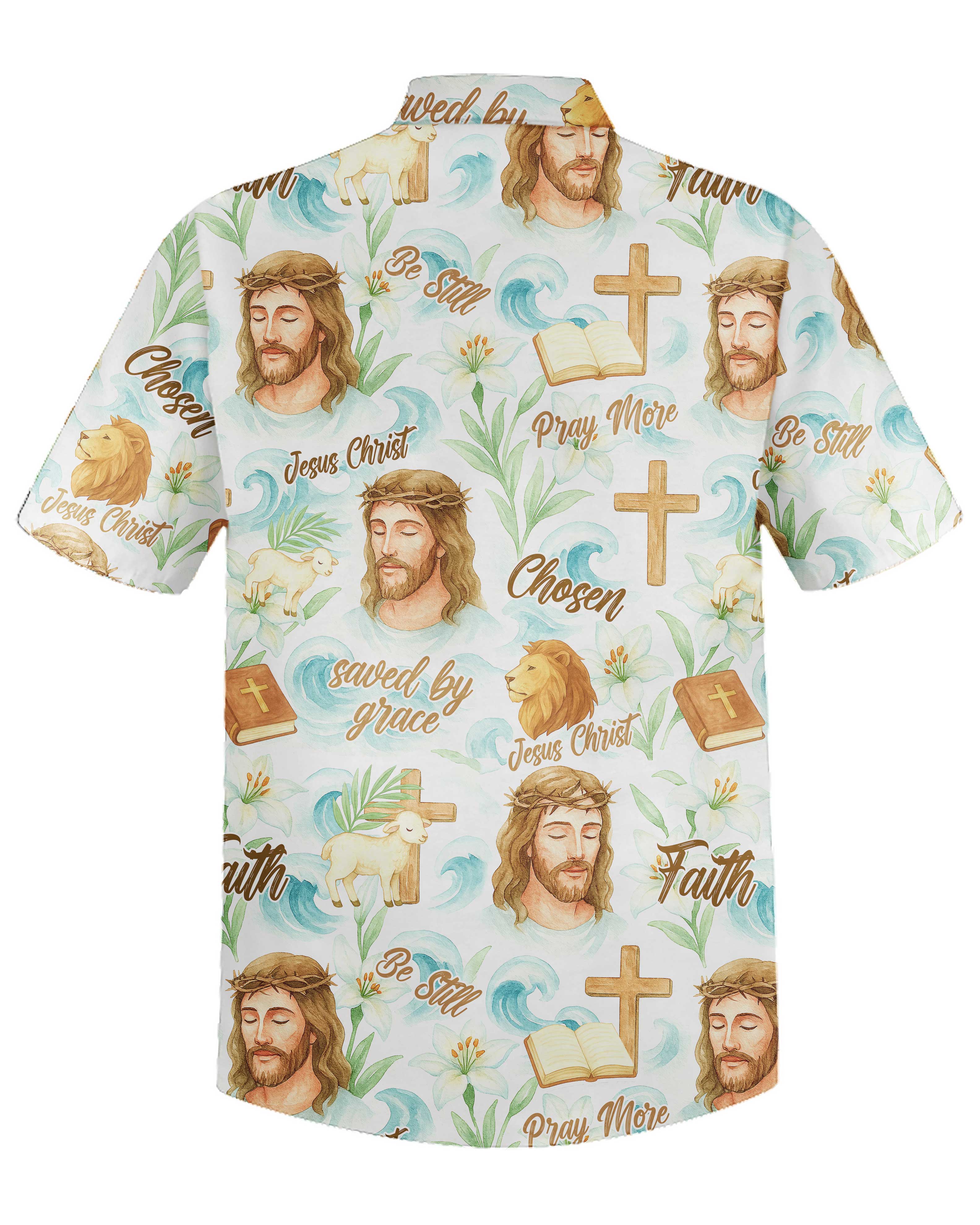 Jesus Christ Watercolor Pattern All Over Print Hawaiian T-Shirt