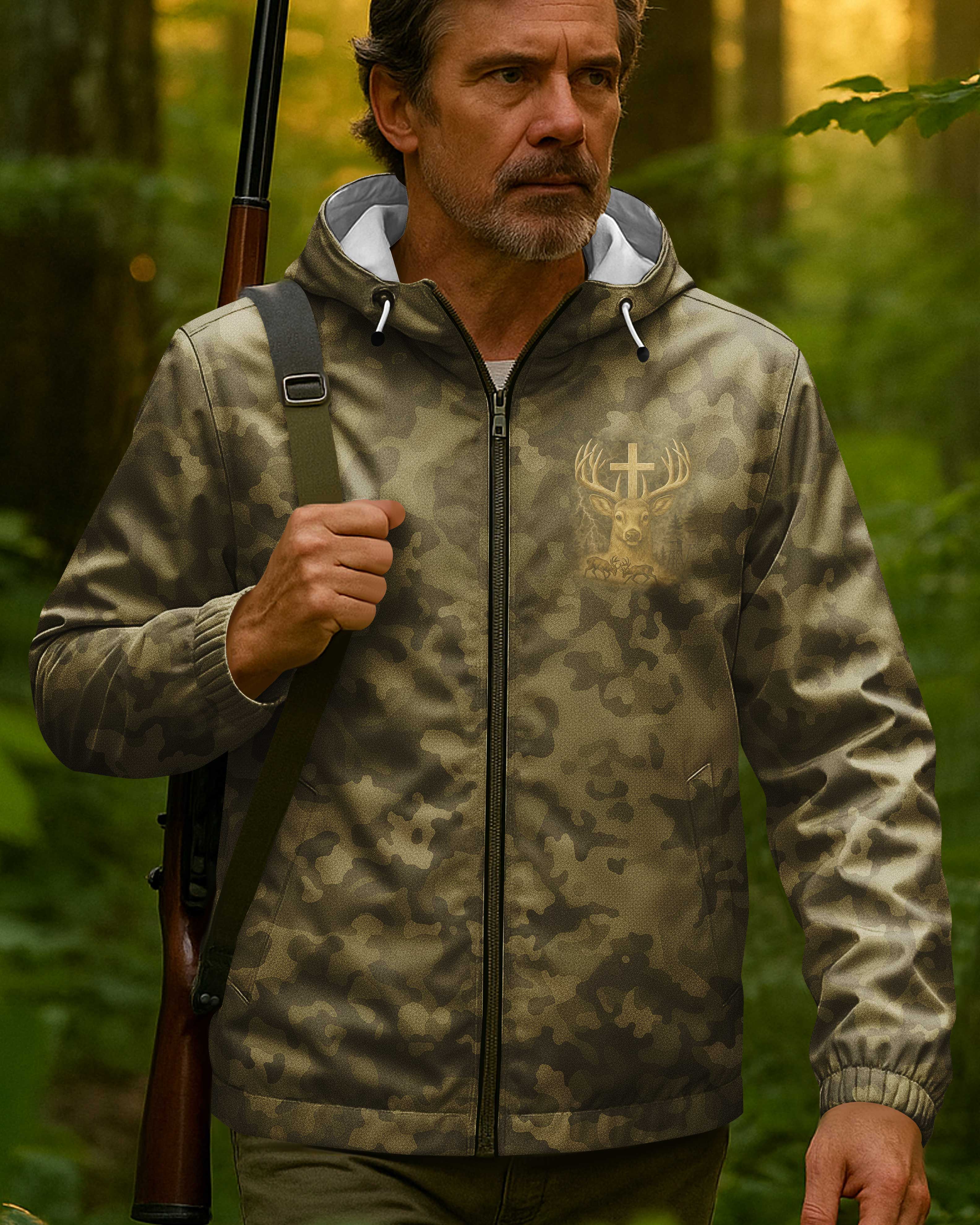 I've Got Hunting In My Veins And Jesus In My Heart All Over Print Outdoor Jacket