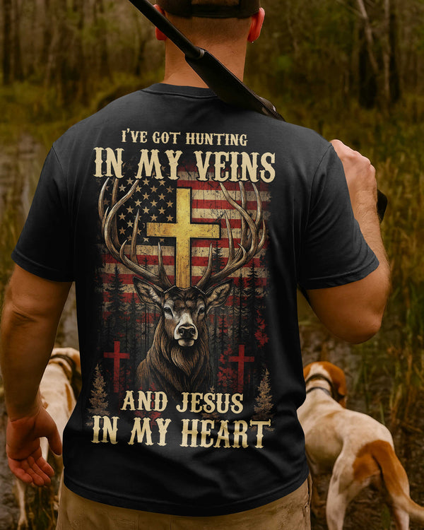 I've Got Hunting In My Veins And Jesus In My Heart All Over Print T-Shirt
