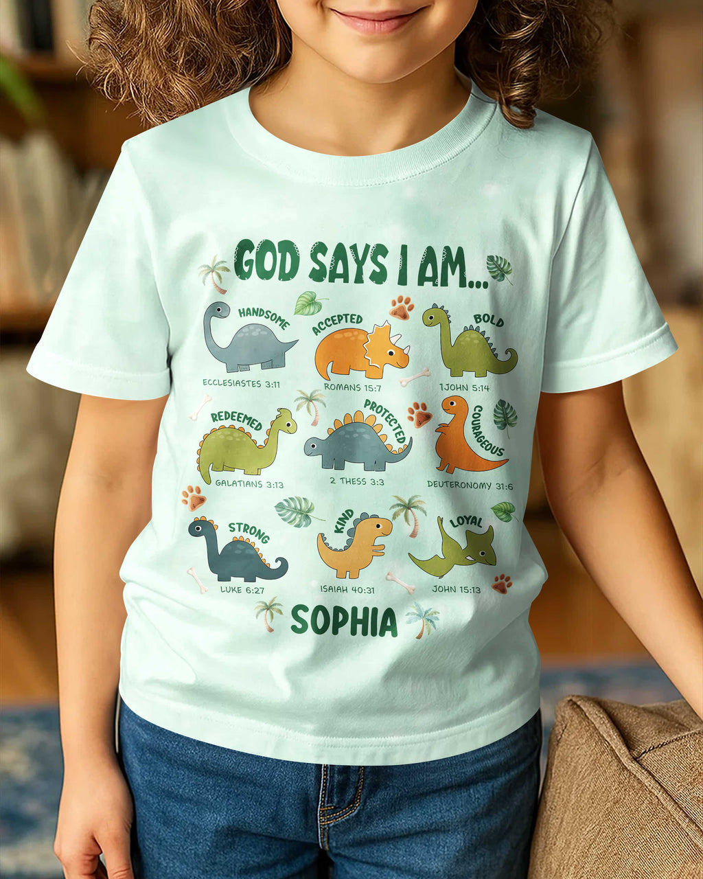 God Says I Am Dinosaur All Over Print T-Shirt Kid