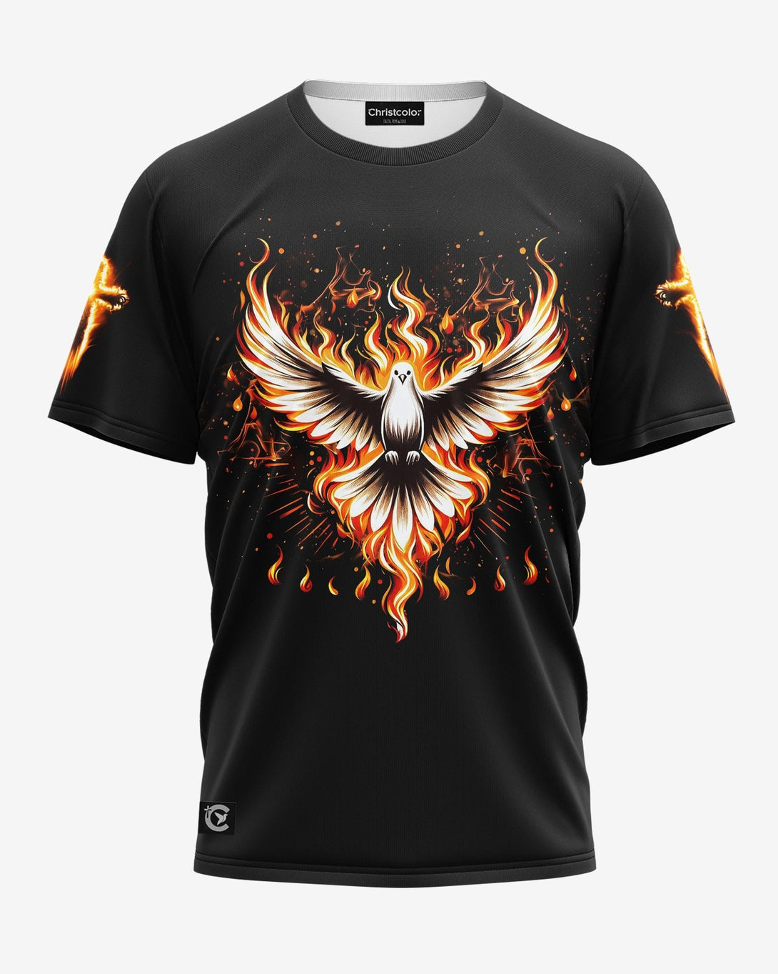 Baptized In Fire All Over Print T-shirt - Christ Color