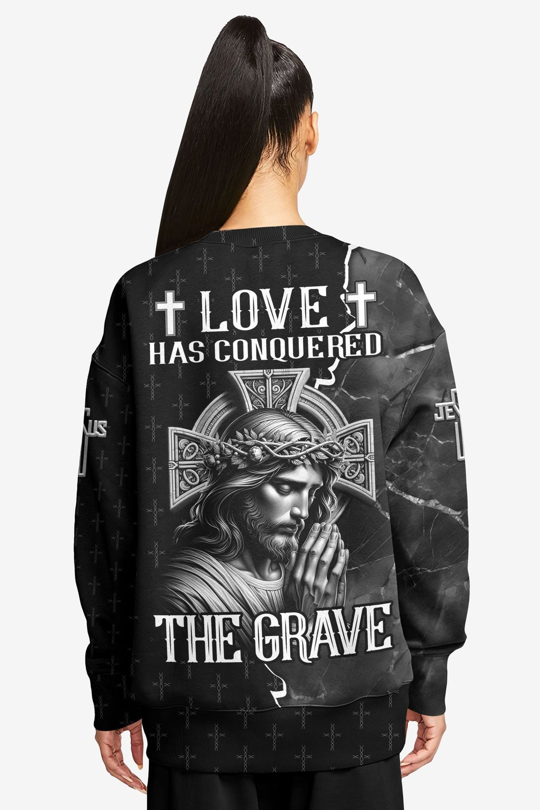 Love Has Conquered The Grave All Over Print Sweater - Christ Color