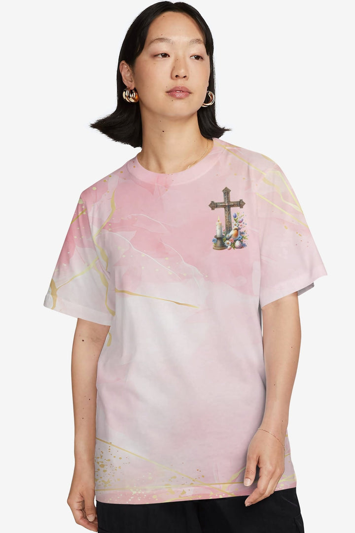 He Is Risen All Over Print T-shirt - Christ Color