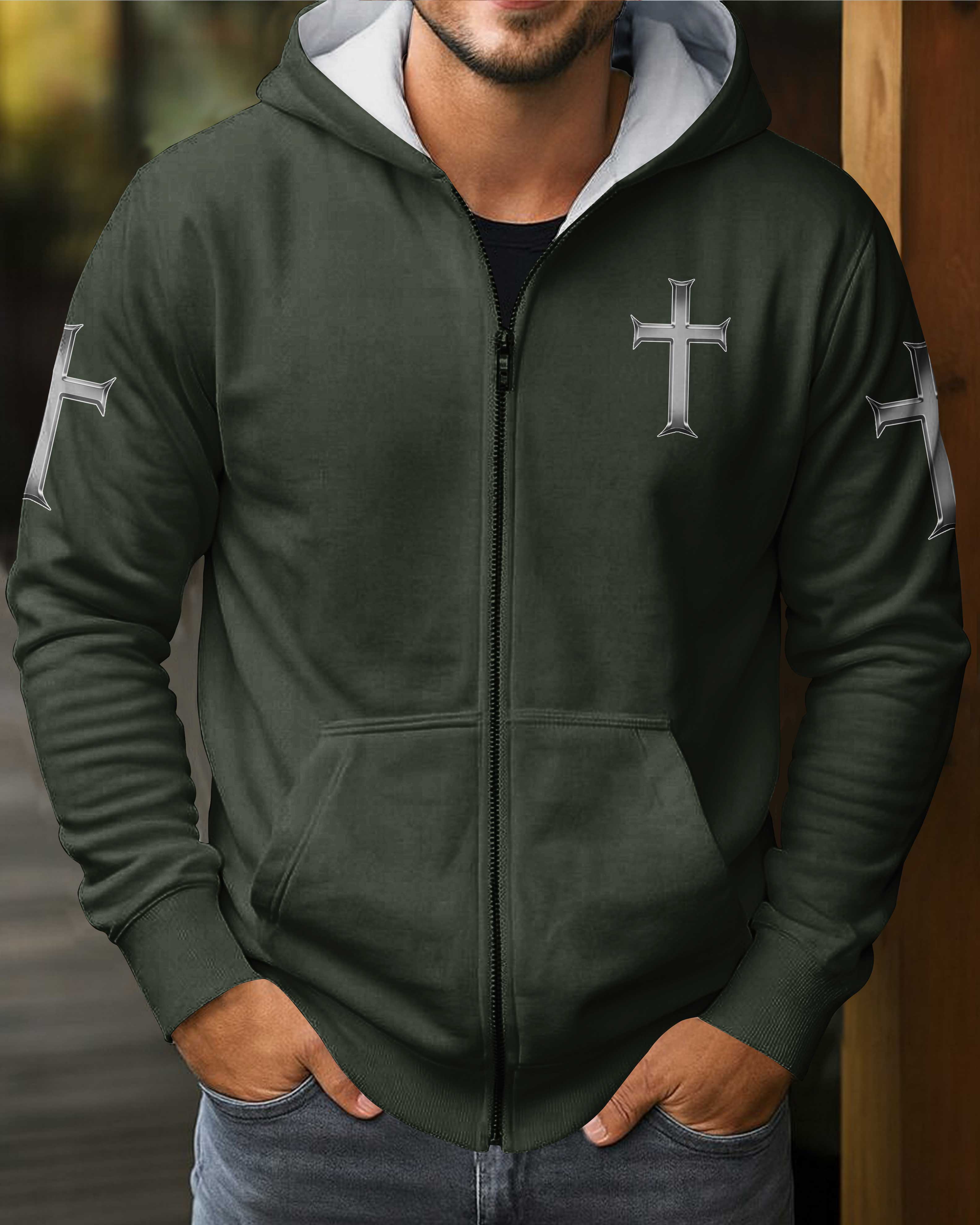 Trained By The Corps Redeemed By The Cross Zip Hoodie