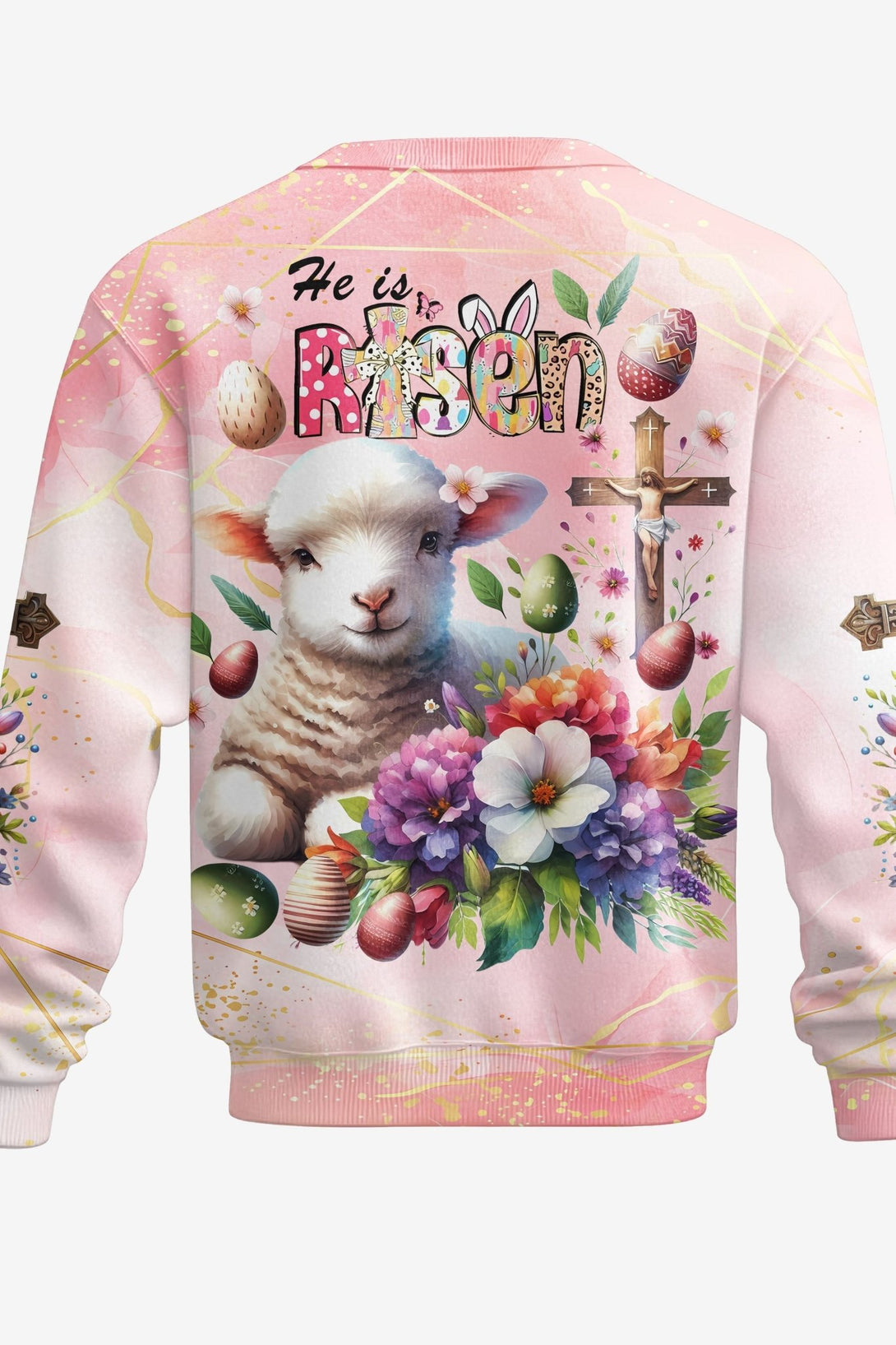 He Is Risen All Over Print Sweater - Christ Color