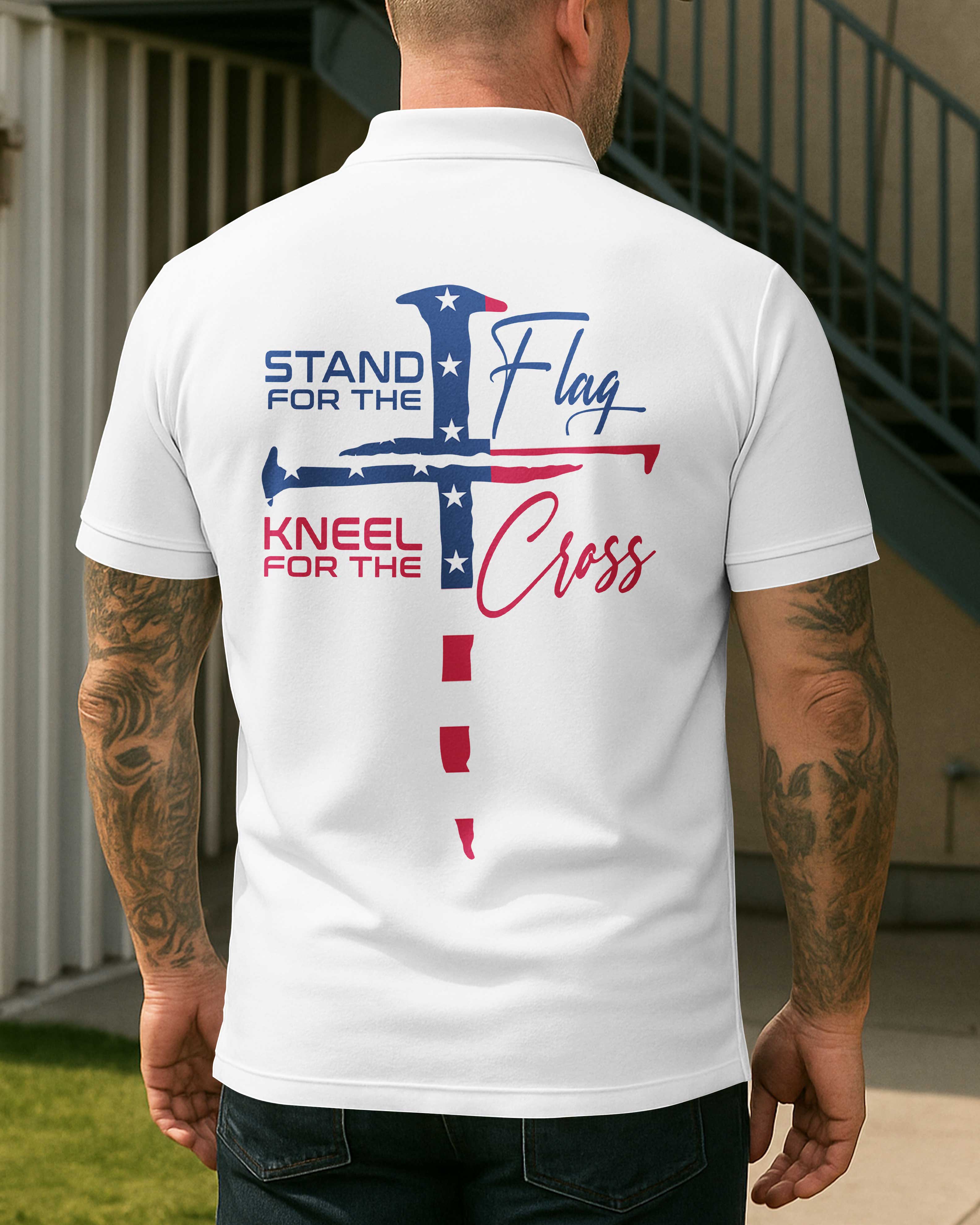 Stand For The Flag Kneel For The Cross Polo T-Shirt