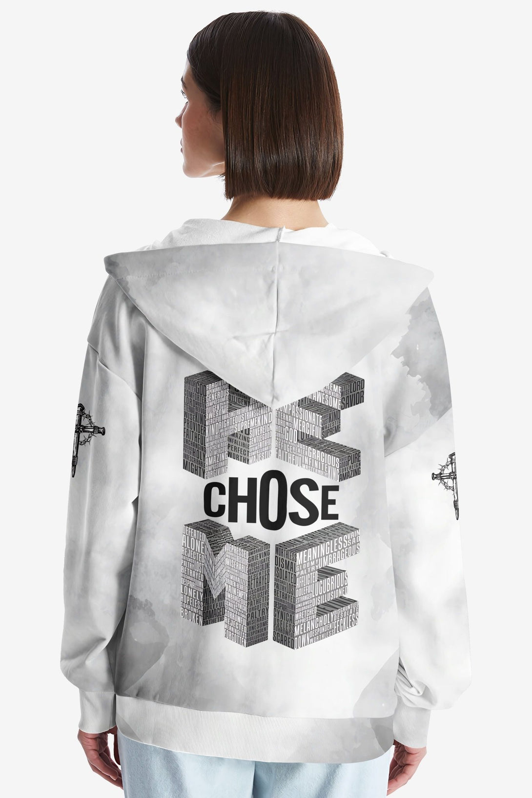 Yet He Chose Me All Over Print Zip Hoodie - Christ Color