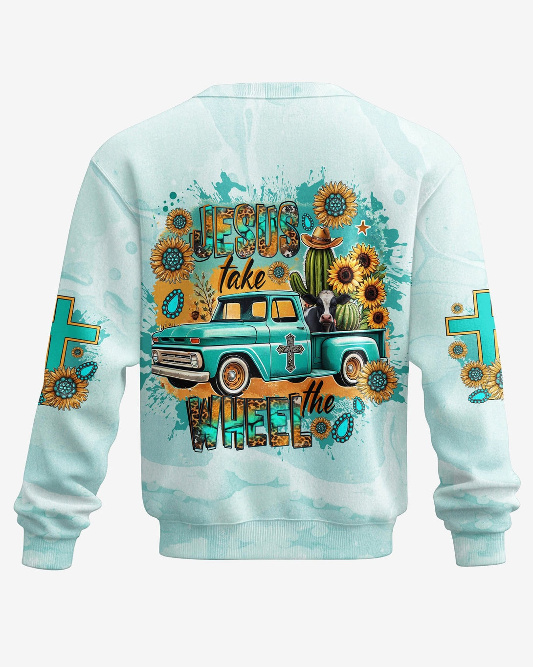 Jesus Take The Wheel All Over Print Sweater - Christ Color